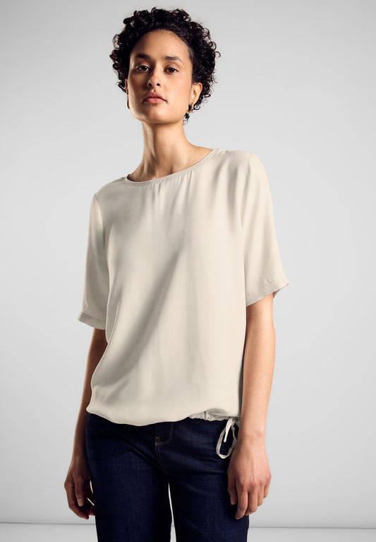 Street One - T-Shirt mit Tunnelzug - smooth sand beige