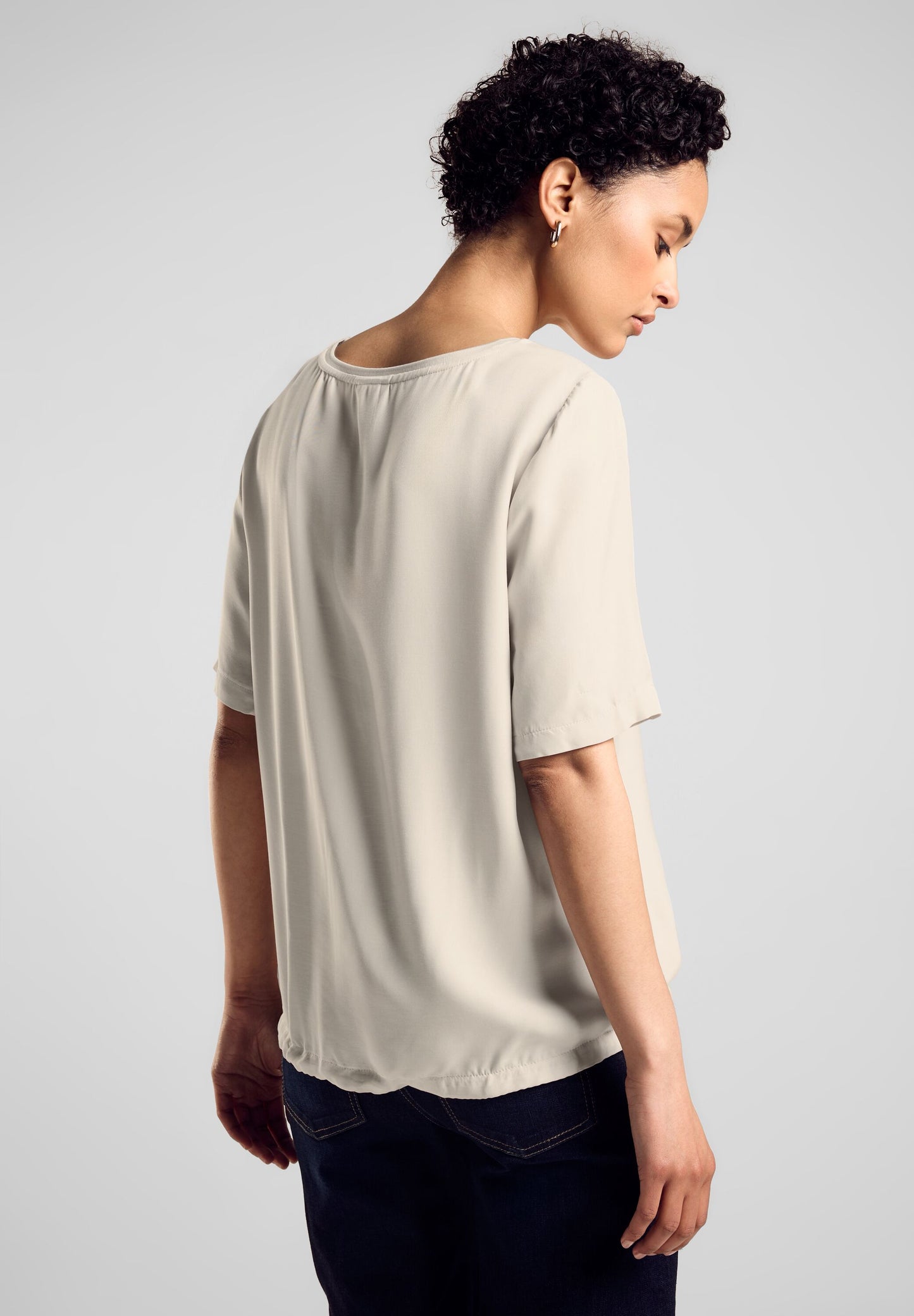 Street One - T-Shirt mit Tunnelzug - smooth sand beige