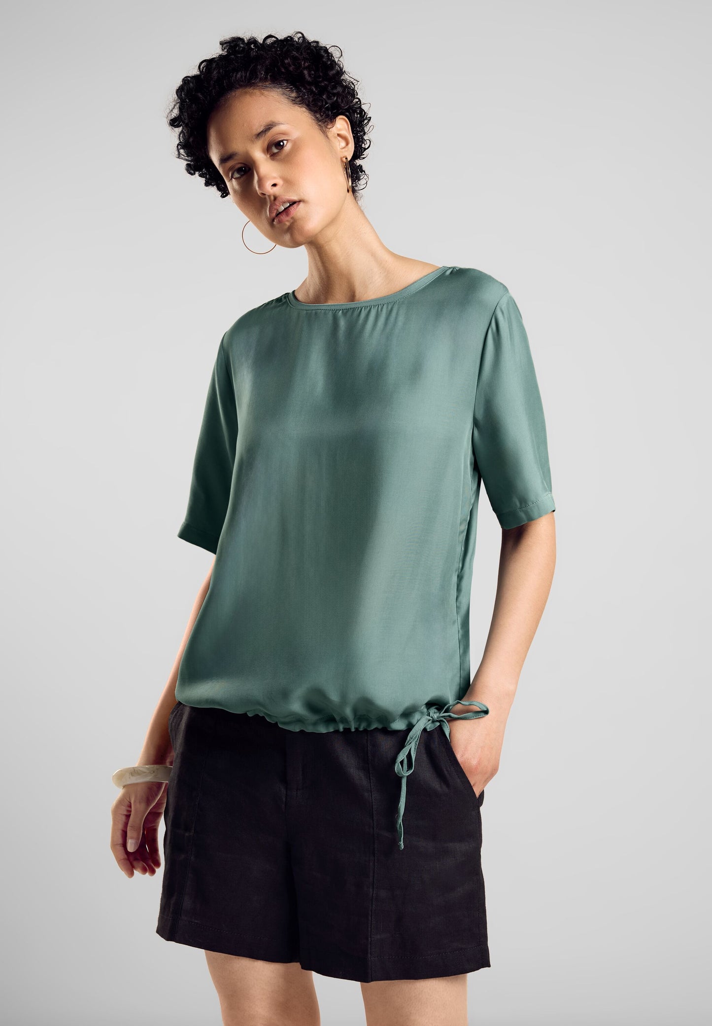 Street One - T-Shirt mit Tunnelzug - seafoam green