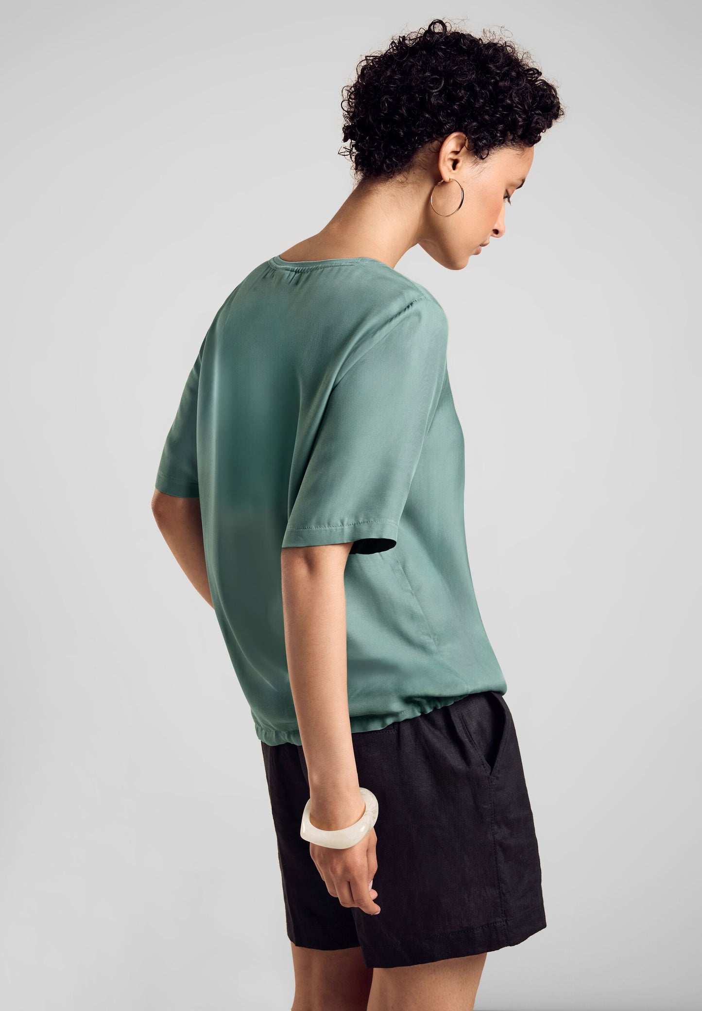 Street One - T-Shirt mit Tunnelzug - seafoam green