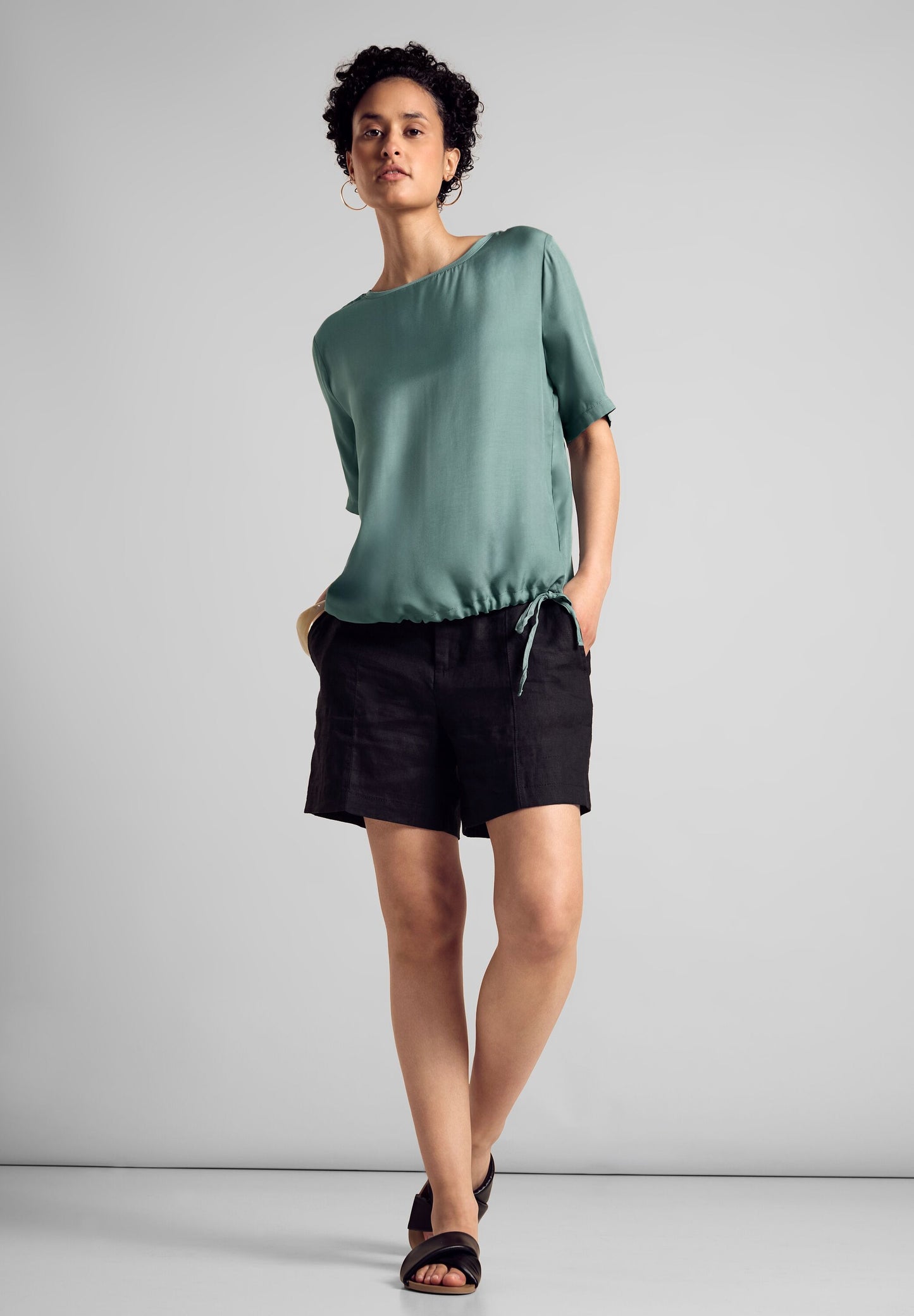 Street One - T-Shirt mit Tunnelzug - seafoam green