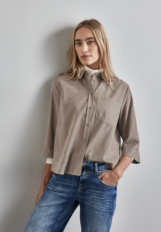 Street One Softe Cord-Bluse - Farbe: beige