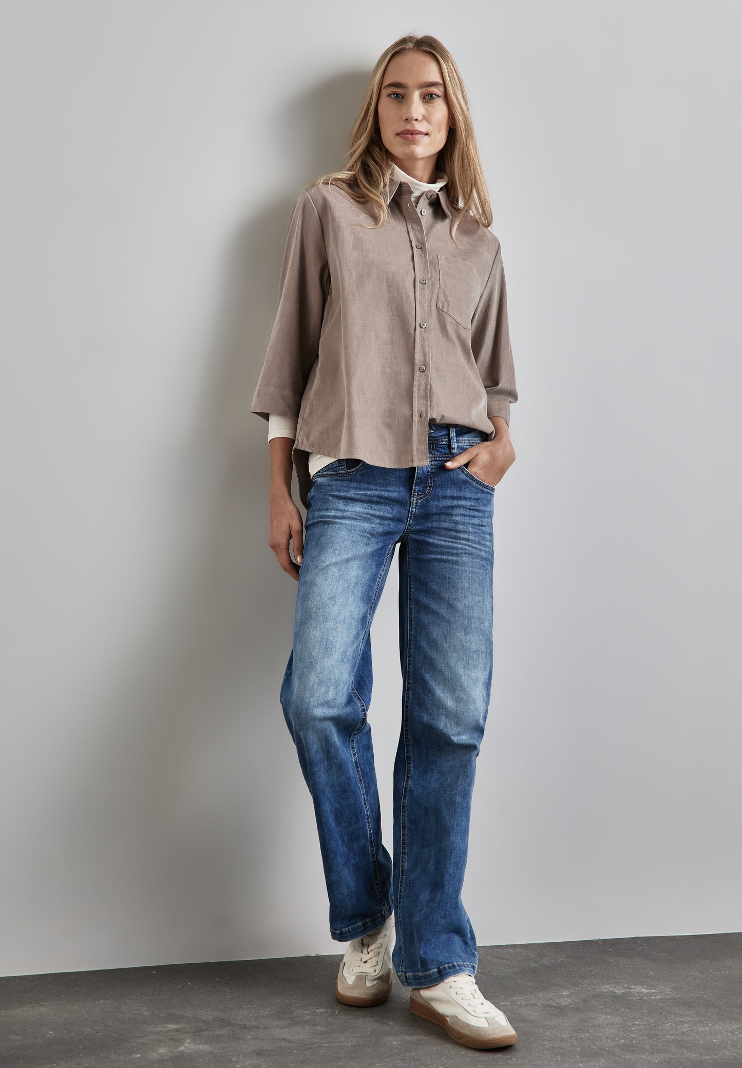 Street One Softe Cord-Bluse – Farbe: driftwood beige