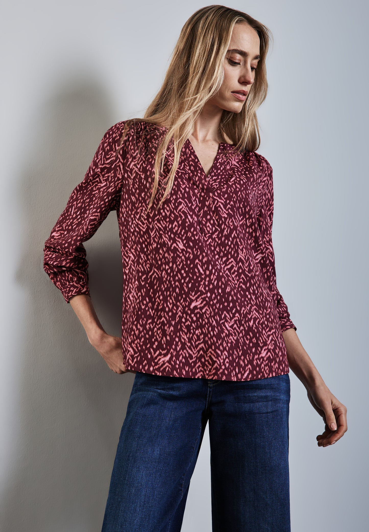 Street One Viskose Bluse - Farbe: mulberry red