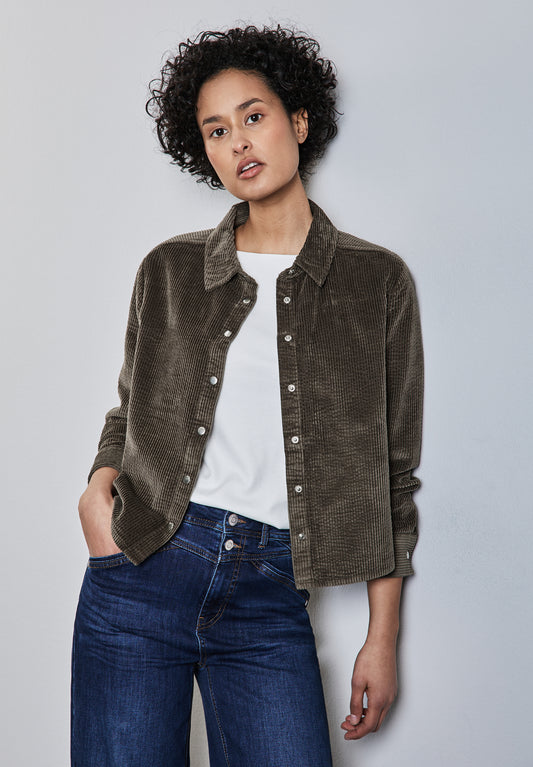 Street One Cordbluse in Braun – Damenbluse aus Cord, Modell A345322