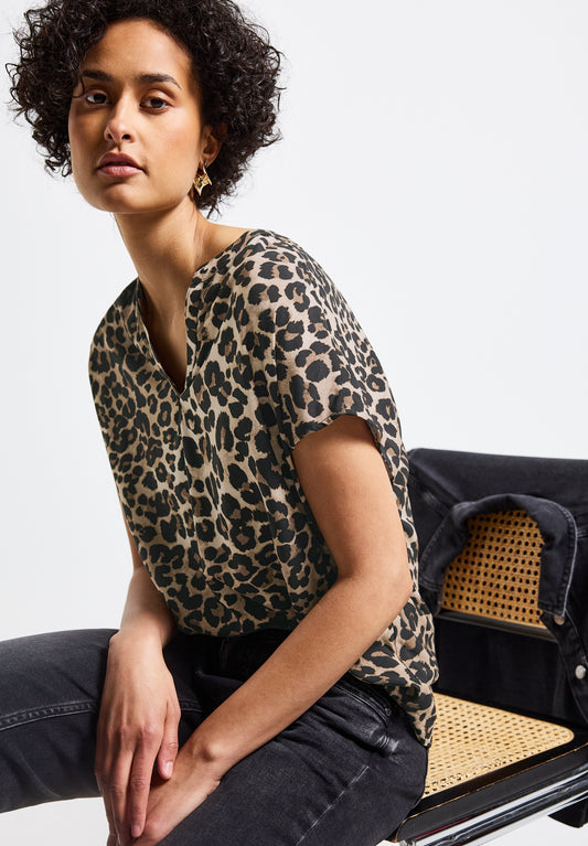 Street One Blusenshirt mit Leo-Muster - Farbe: Black