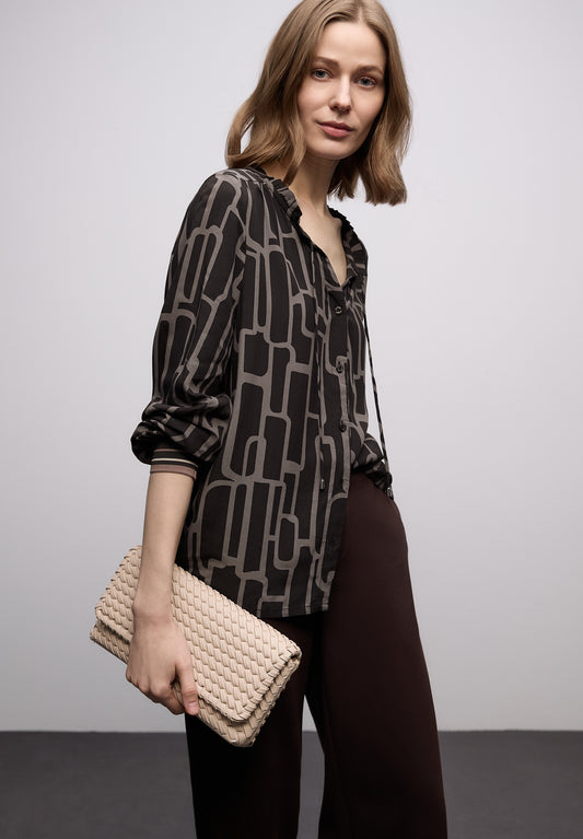 Street One - Gemusterte Tunika mit Tape - Farbe: darkest brown