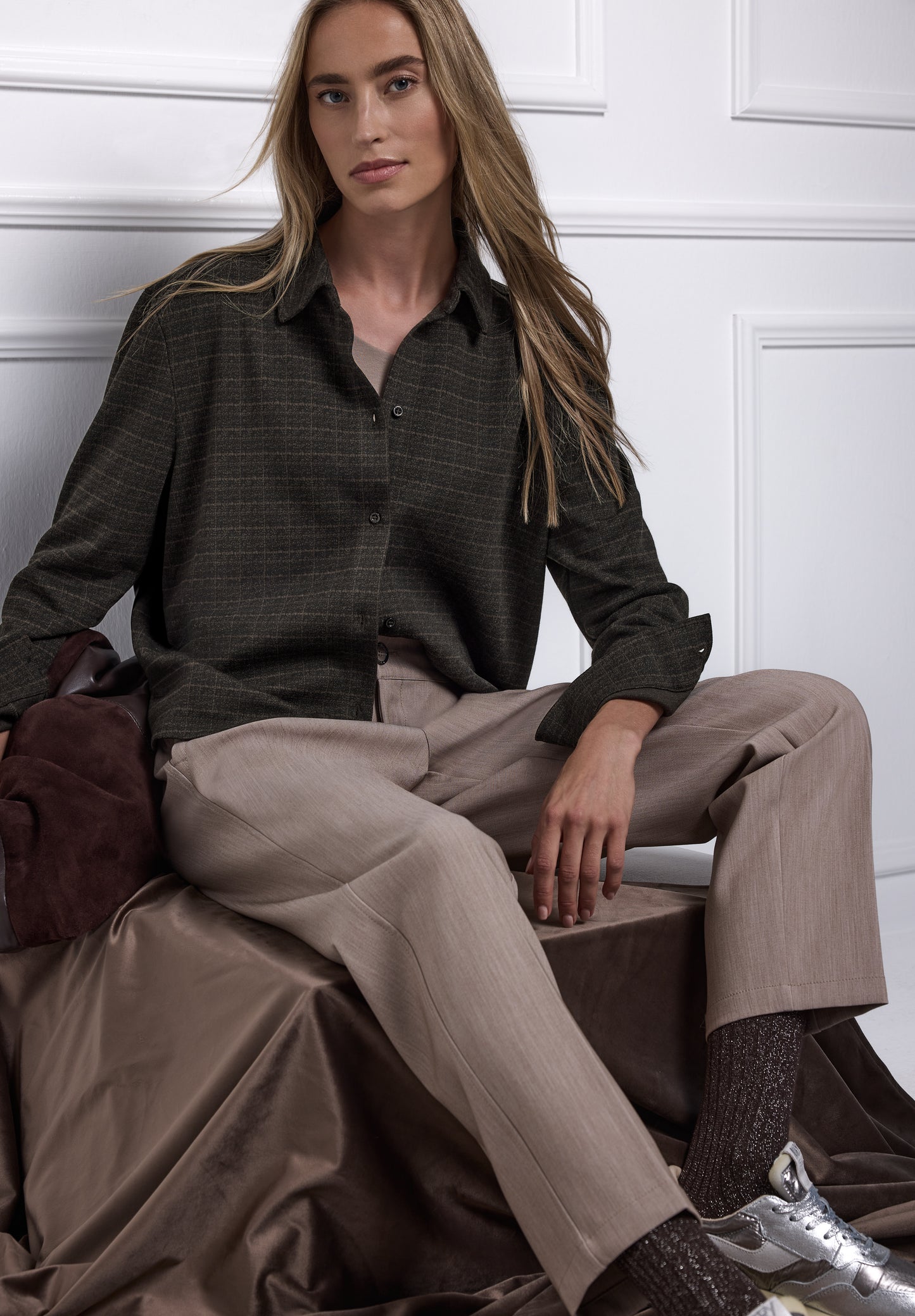 Street One - Karierte Jacquard Hemdbluse - Farbe: Black