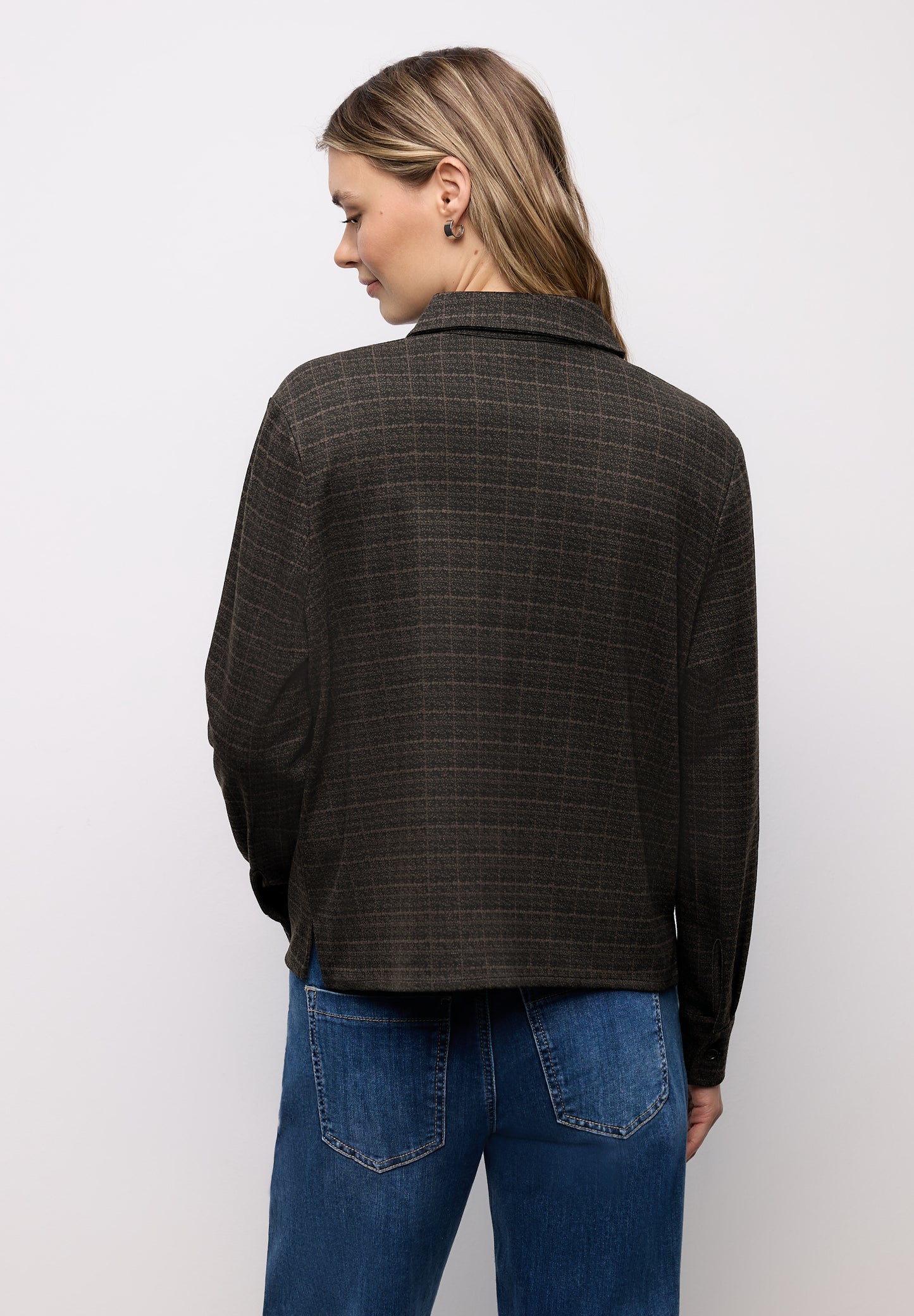 Street One - Karierte Jacquard Hemdbluse - Farbe: Black