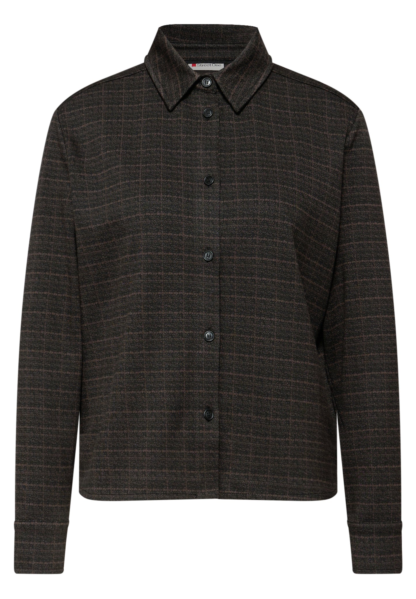 Street One - Karierte Jacquard Hemdbluse - Farbe: Black