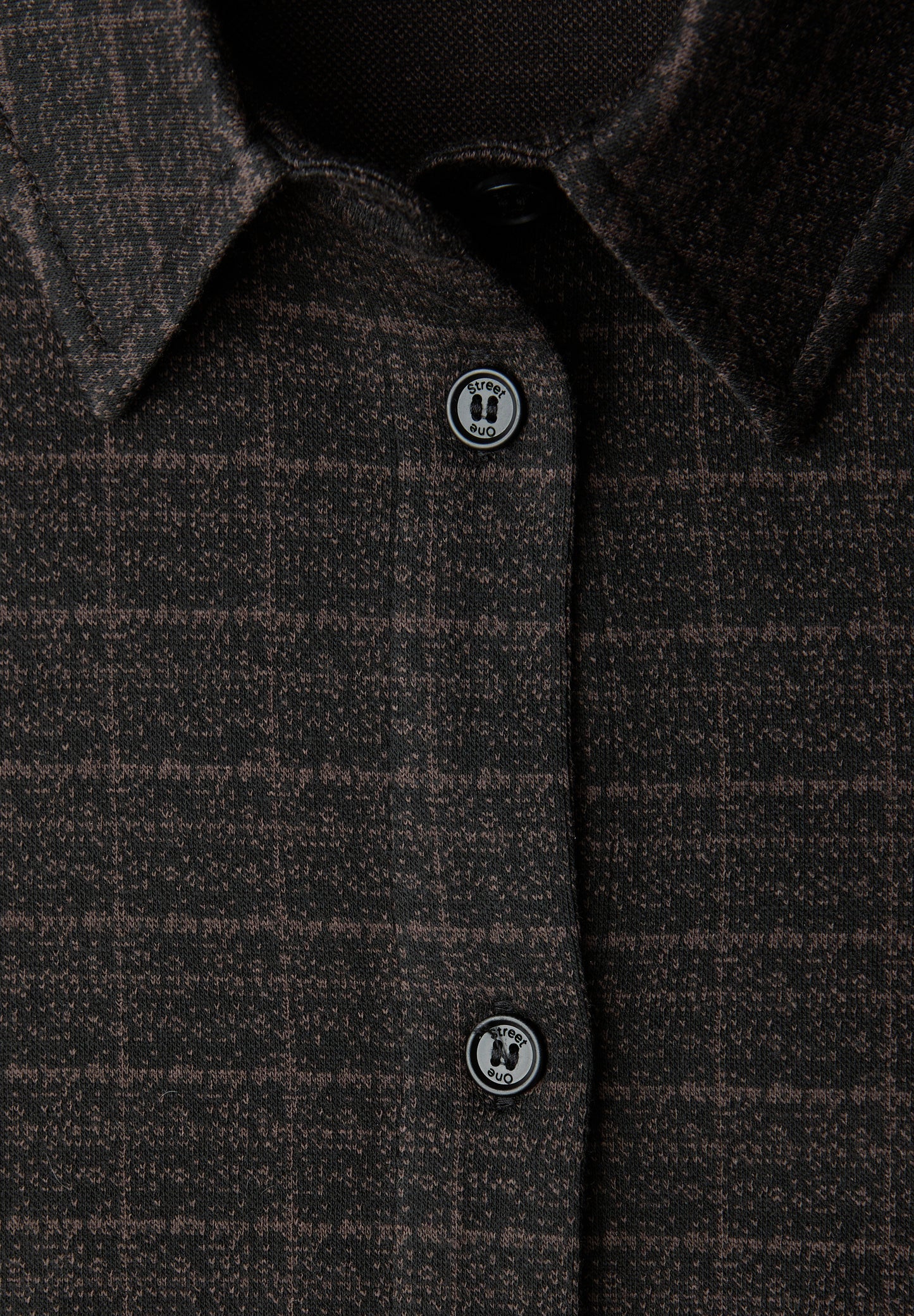 Street One - Karierte Jacquard Hemdbluse - Farbe: Black