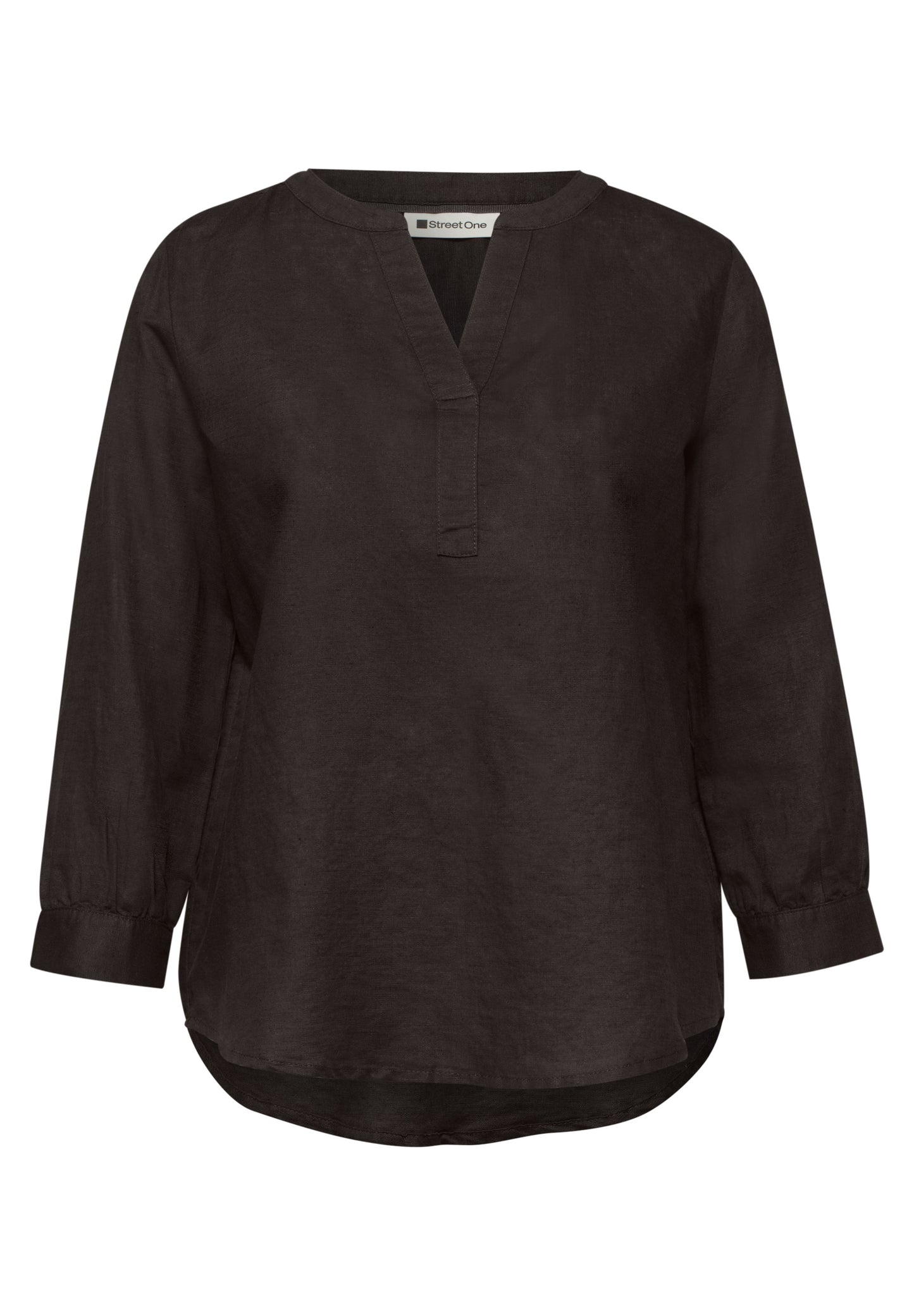Street One - Bluse mit Split Neck aus Leinenmix - Farbe: espresso brown