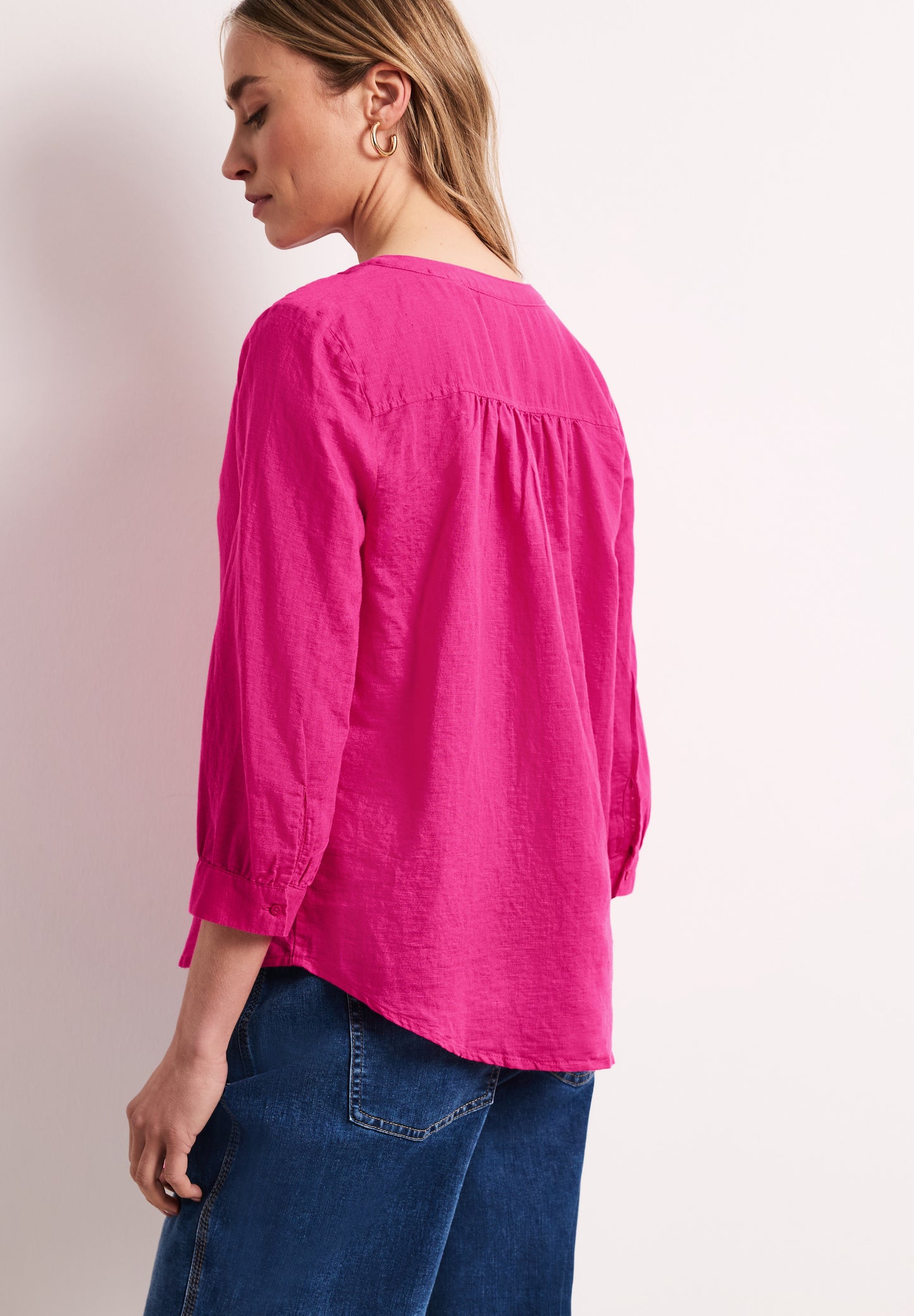 Street One - Bluse mit Split Neck aus Leinenmix - Farbe: magenta dream