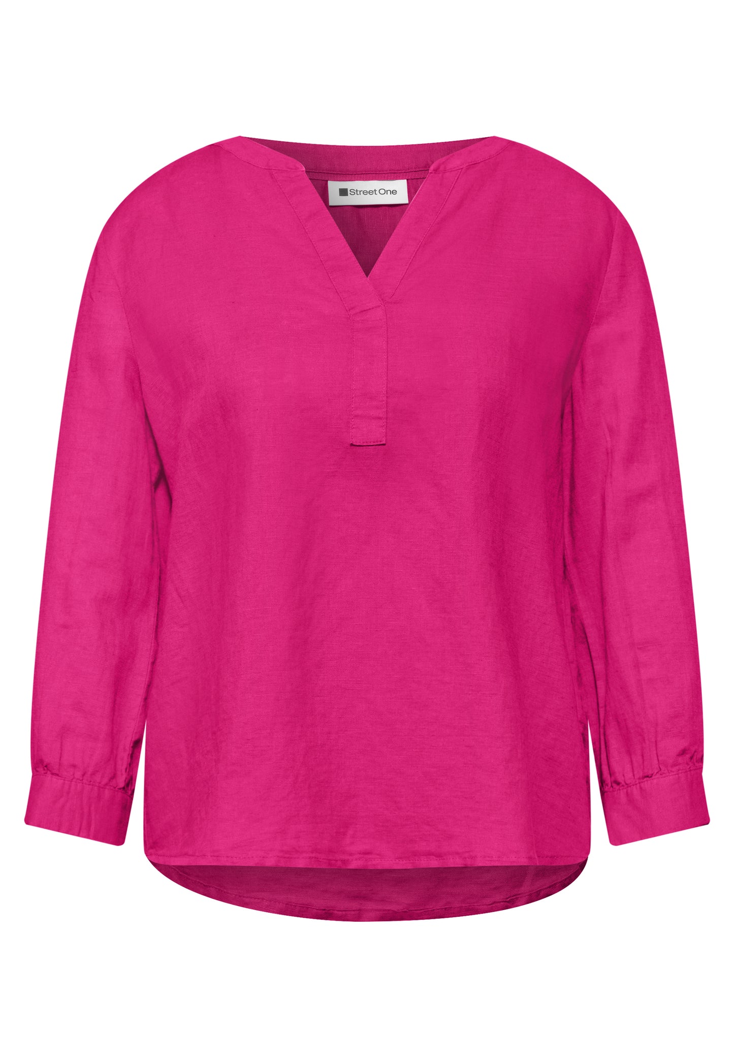 Street One - Bluse mit Split Neck aus Leinenmix - Farbe: magenta dream