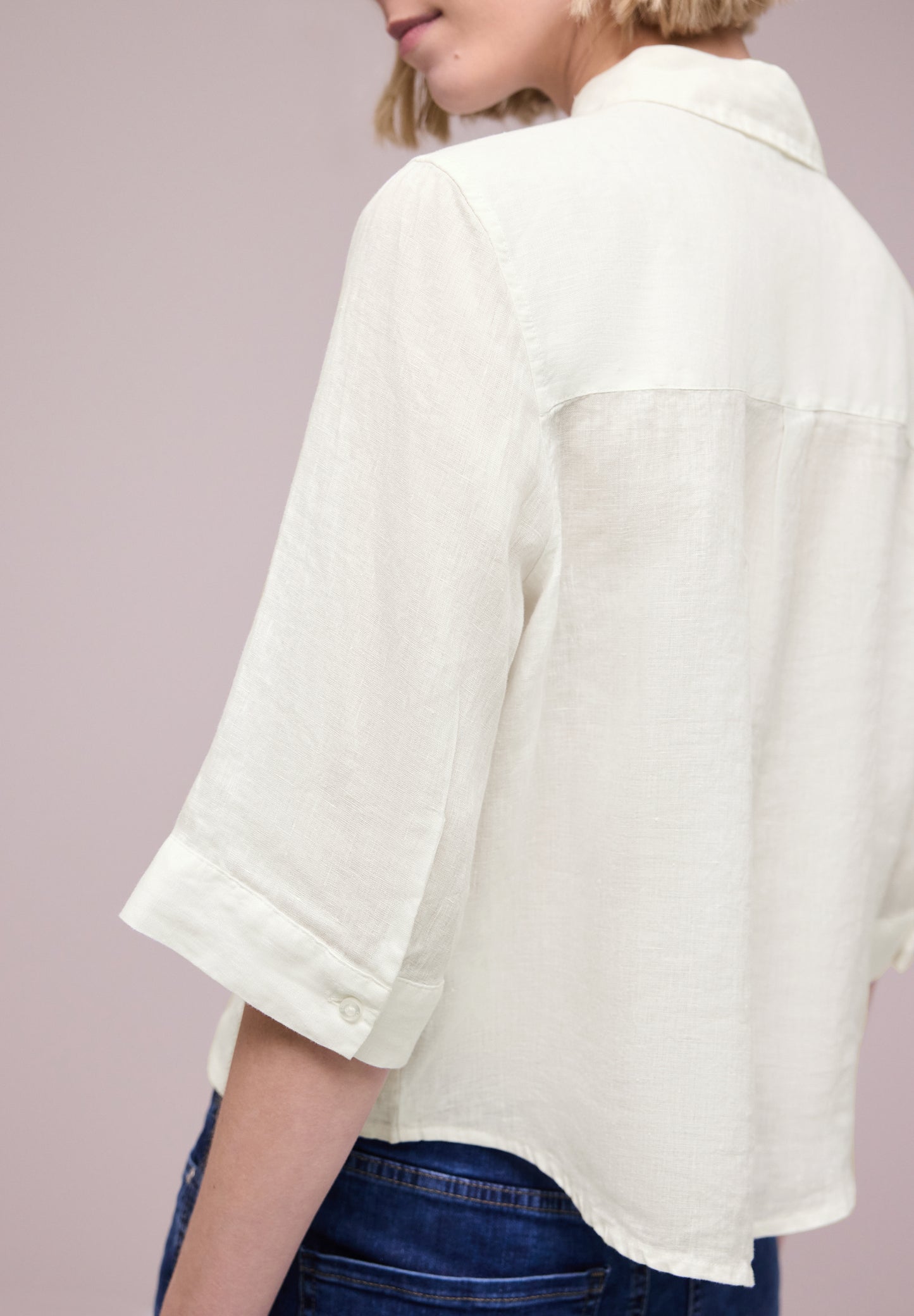 Street One - 3/4-Arm Hemdbluse aus Leinen - Farbe: off white