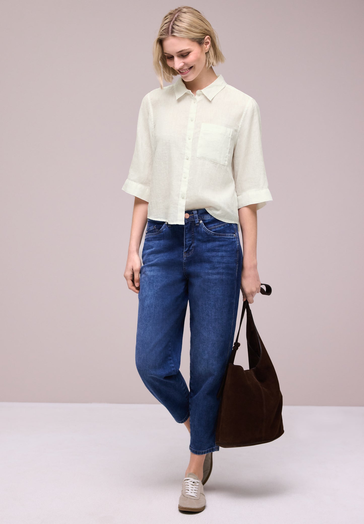 Street One - 3/4-Arm Hemdbluse aus Leinen - Farbe: off white