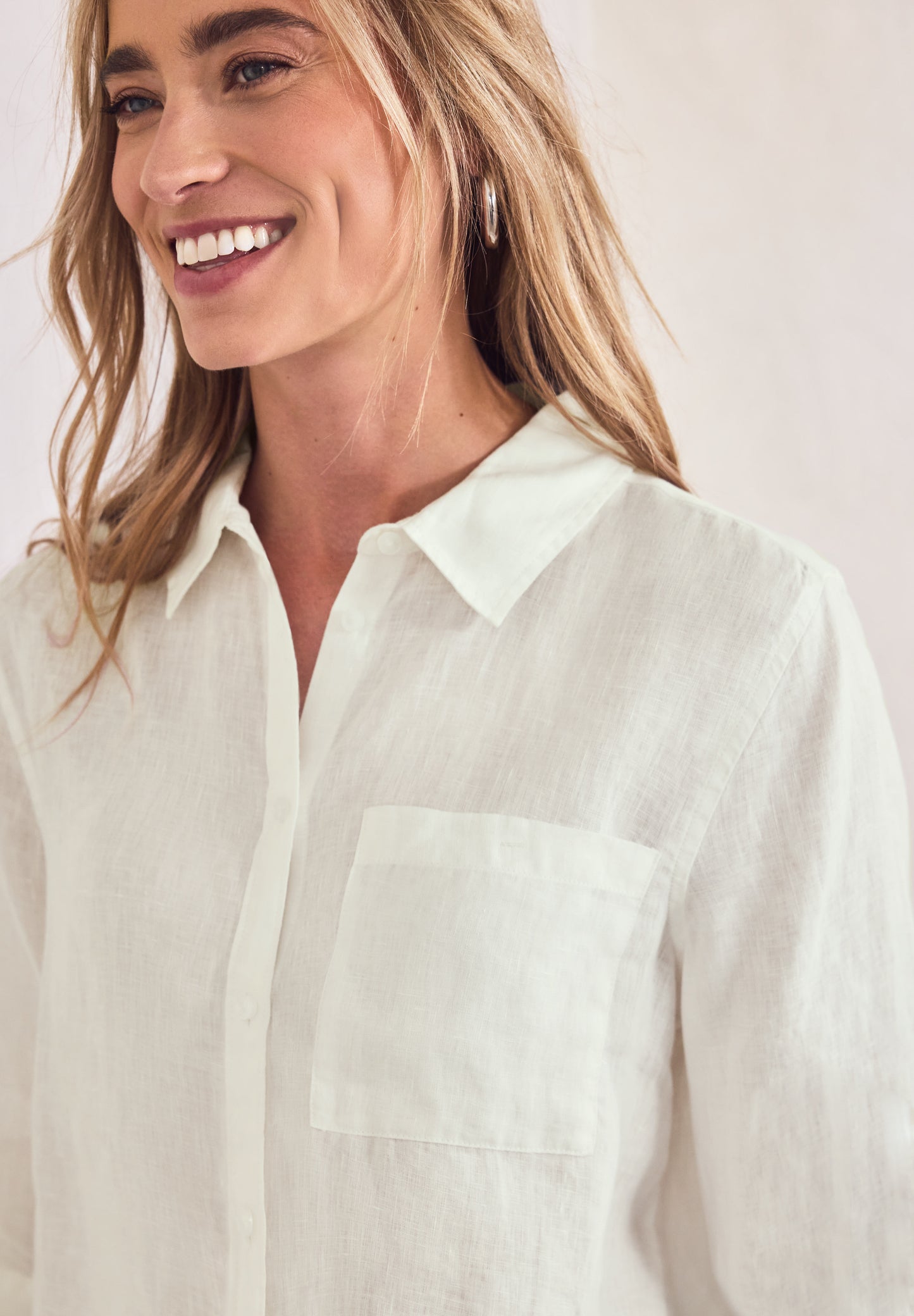 Street One - 3/4-Arm Hemdbluse aus Leinen - Farbe: off white