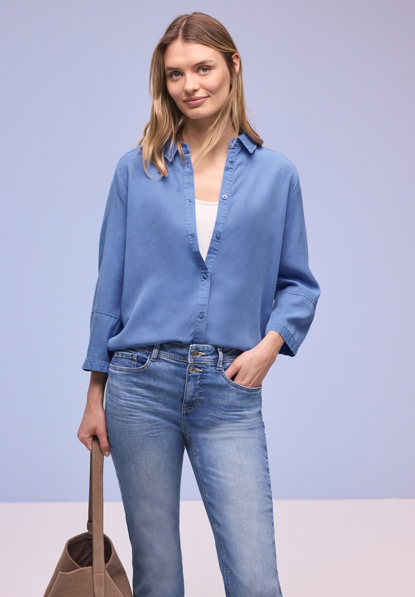 Street One - Hemdbluse im Washed-Look - Farbe: bonnet blue