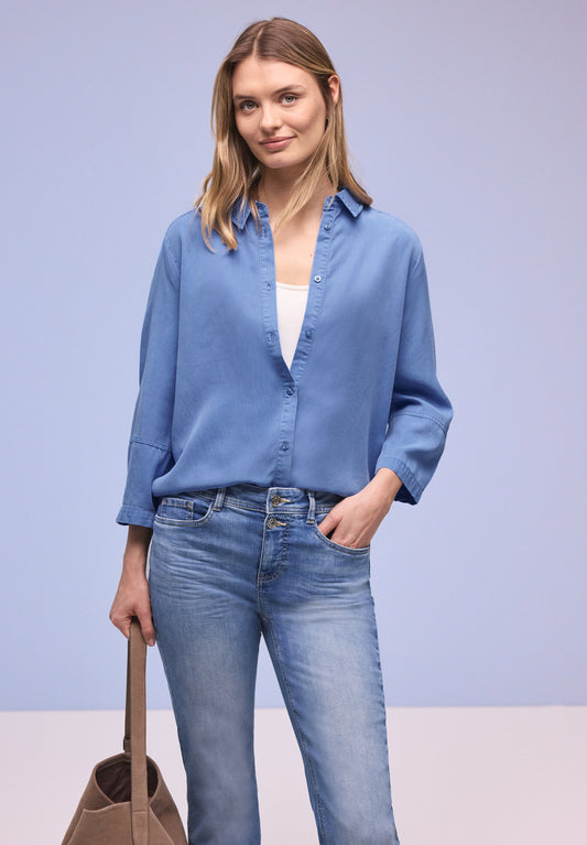 Street One - Hemdbluse im Washed-Look - Farbe: bonnet blue