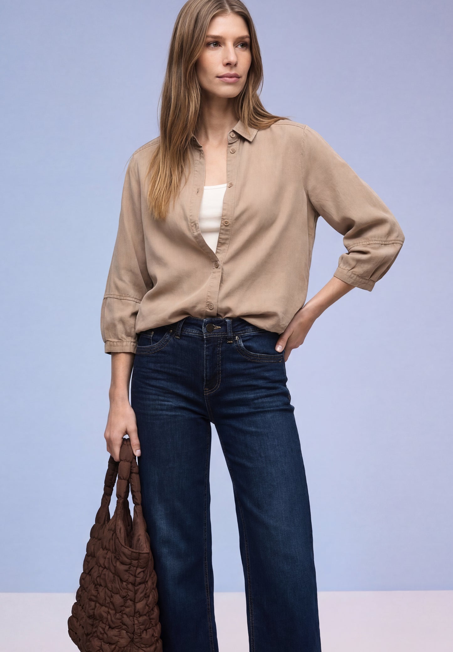 Street One - Hemdbluse - Farbe: beige / braun