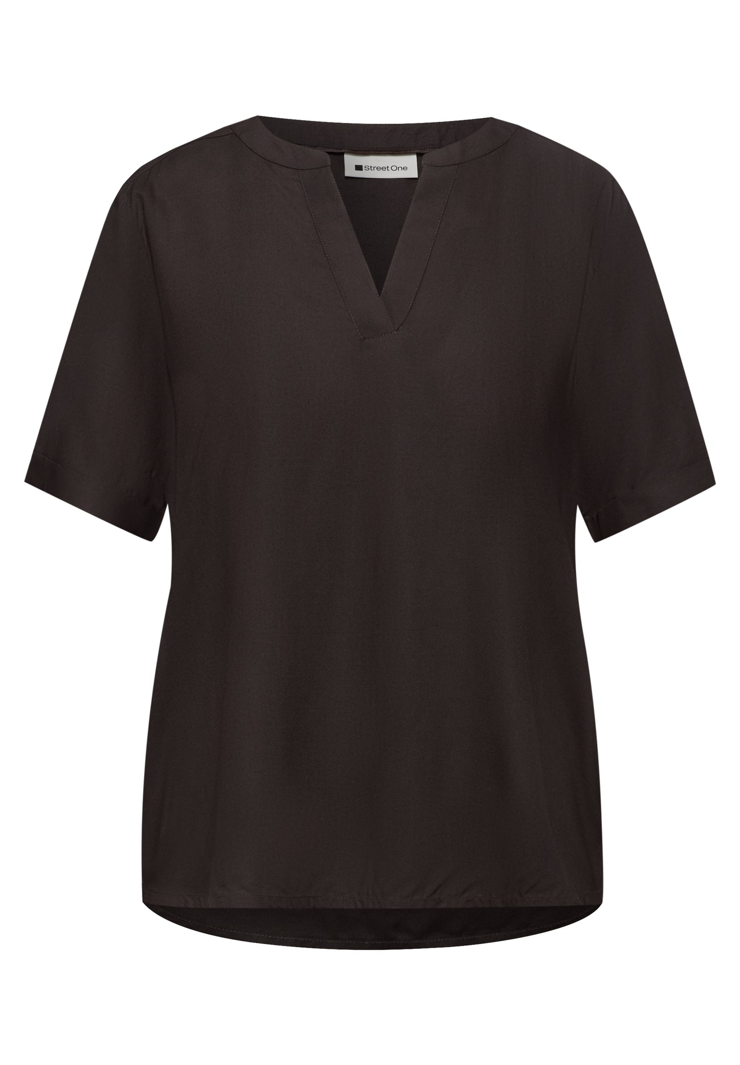 Street One - Kurzarm Bluse mit Turn-Up - Farbe: espresso brown