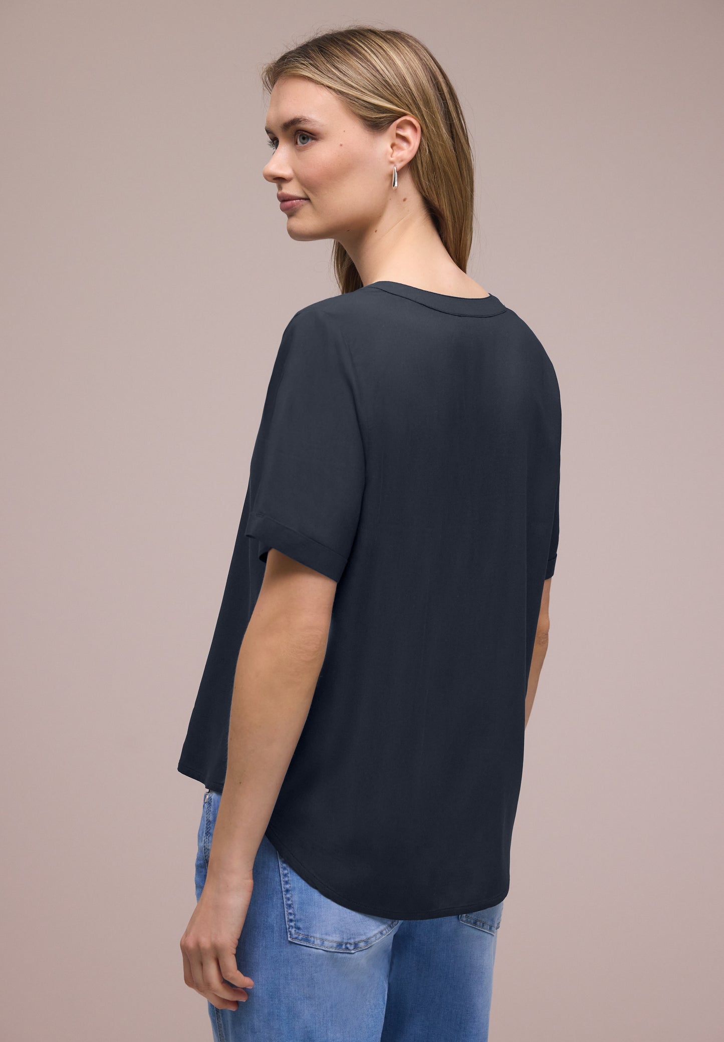Street One - Kurzarm Bluse mit Turn-Up - Farbe: shadowed navy