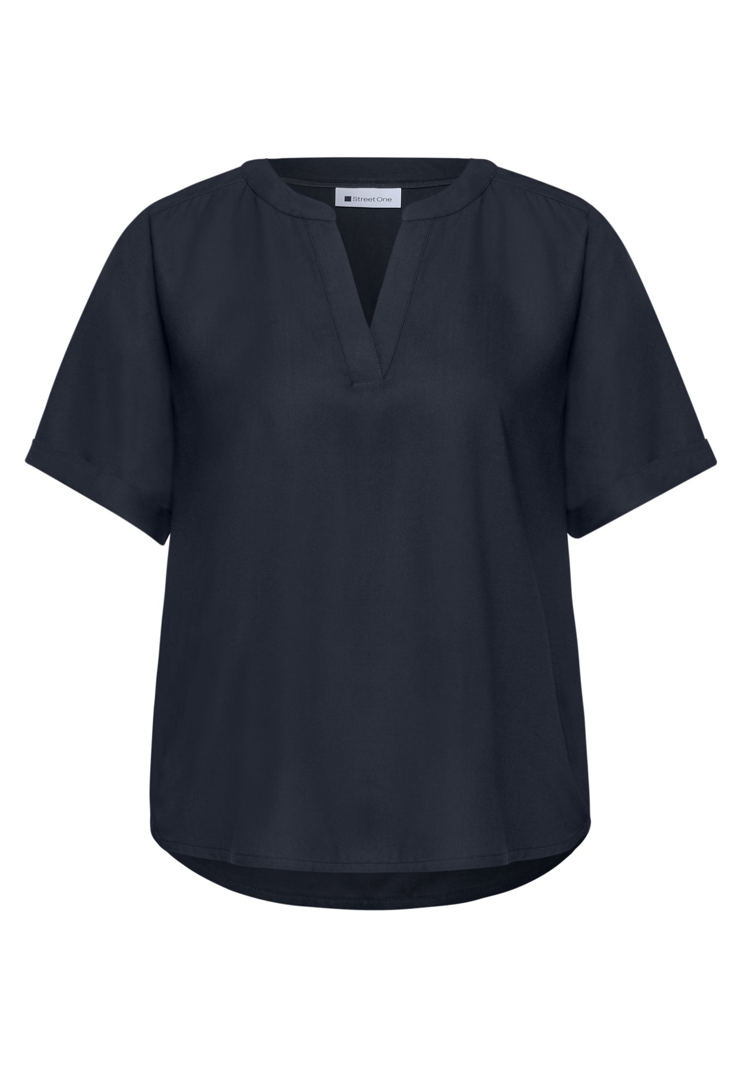 Street One - Kurzarm Bluse mit Turn-Up - Farbe: shadowed navy