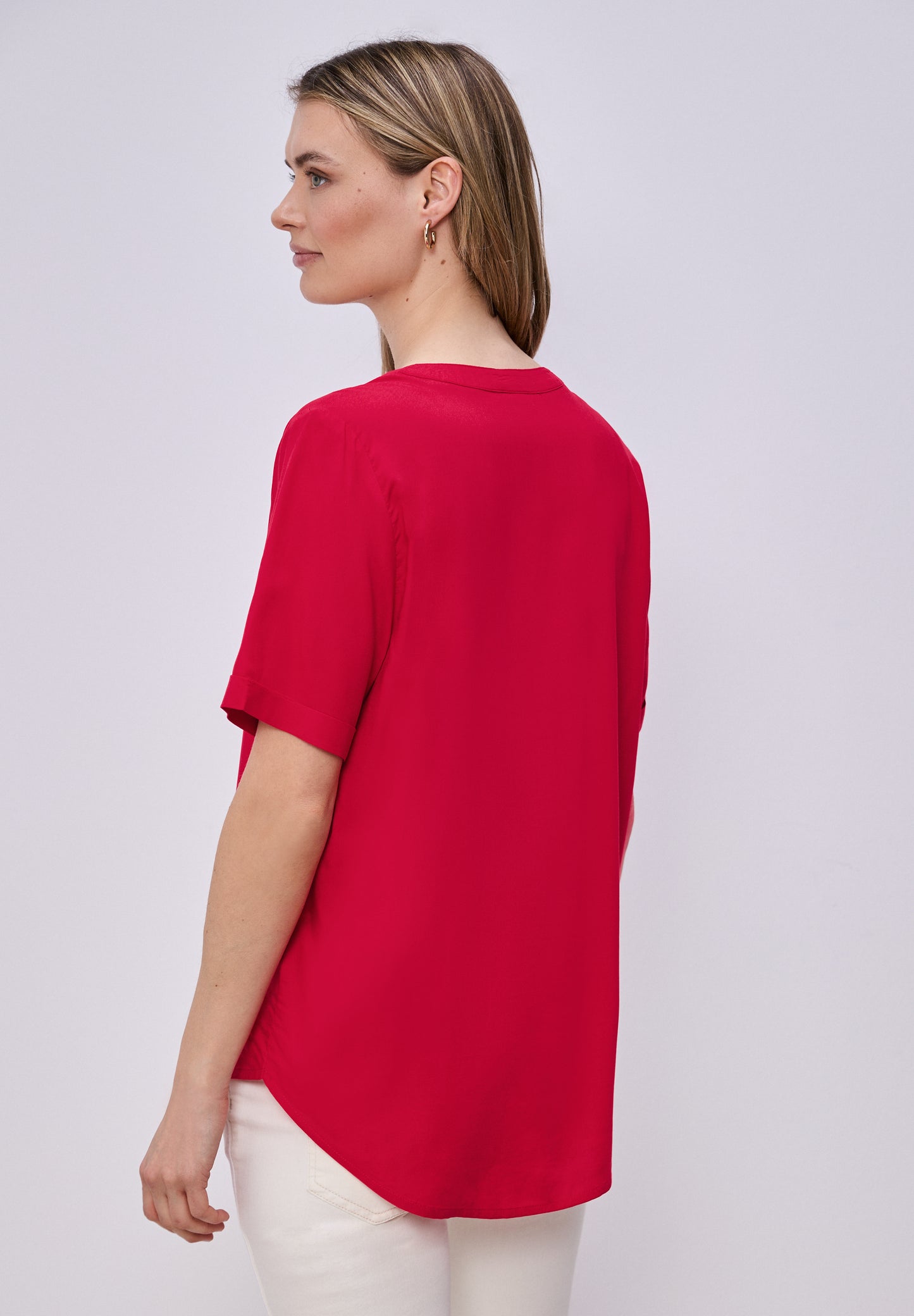 Street One - Kurzarm Bluse mit Turn-Up - Farbe: salsa red