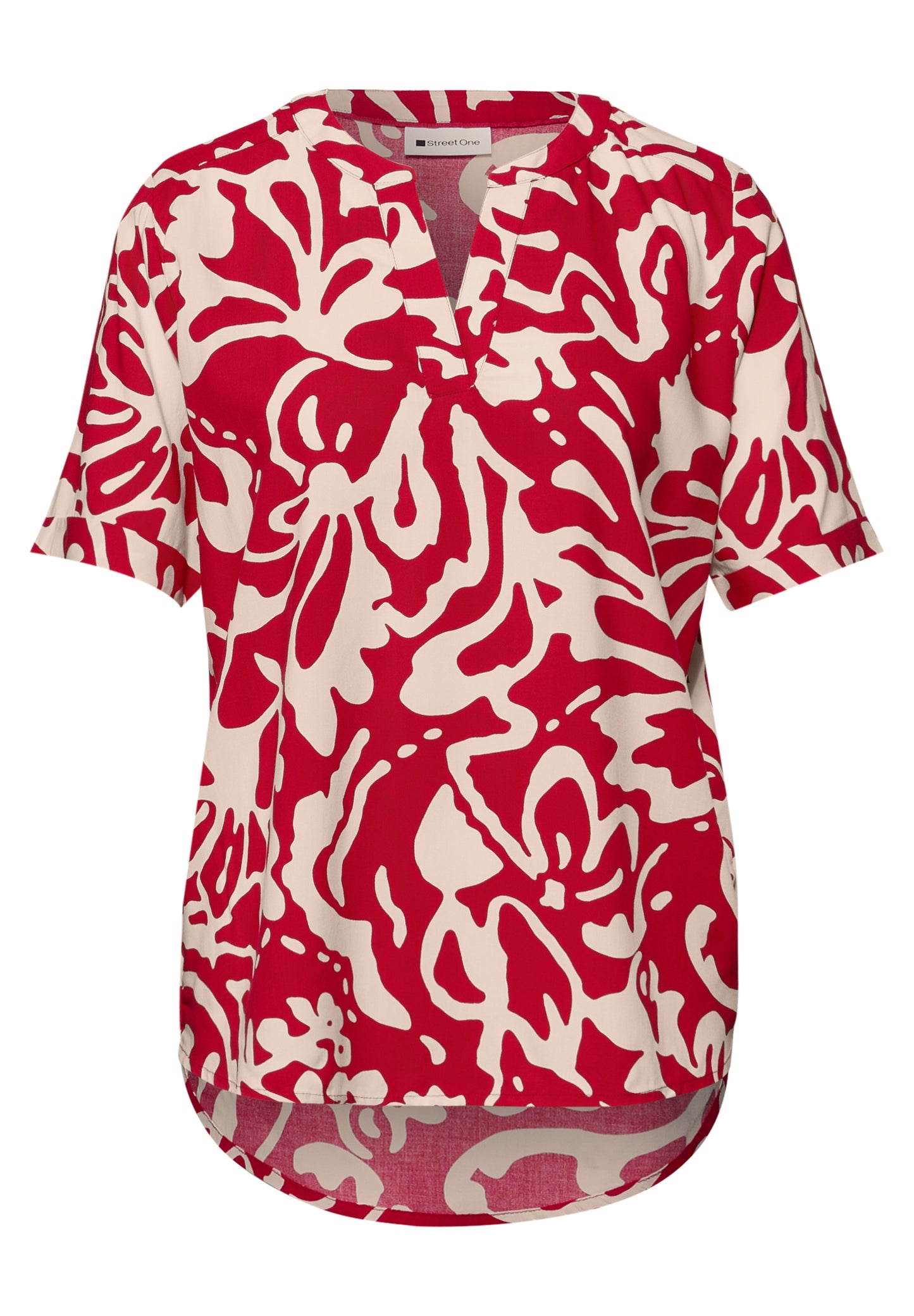 Street One - Kurzarm Bluse mit floralem Muster - Farbe: salsa red