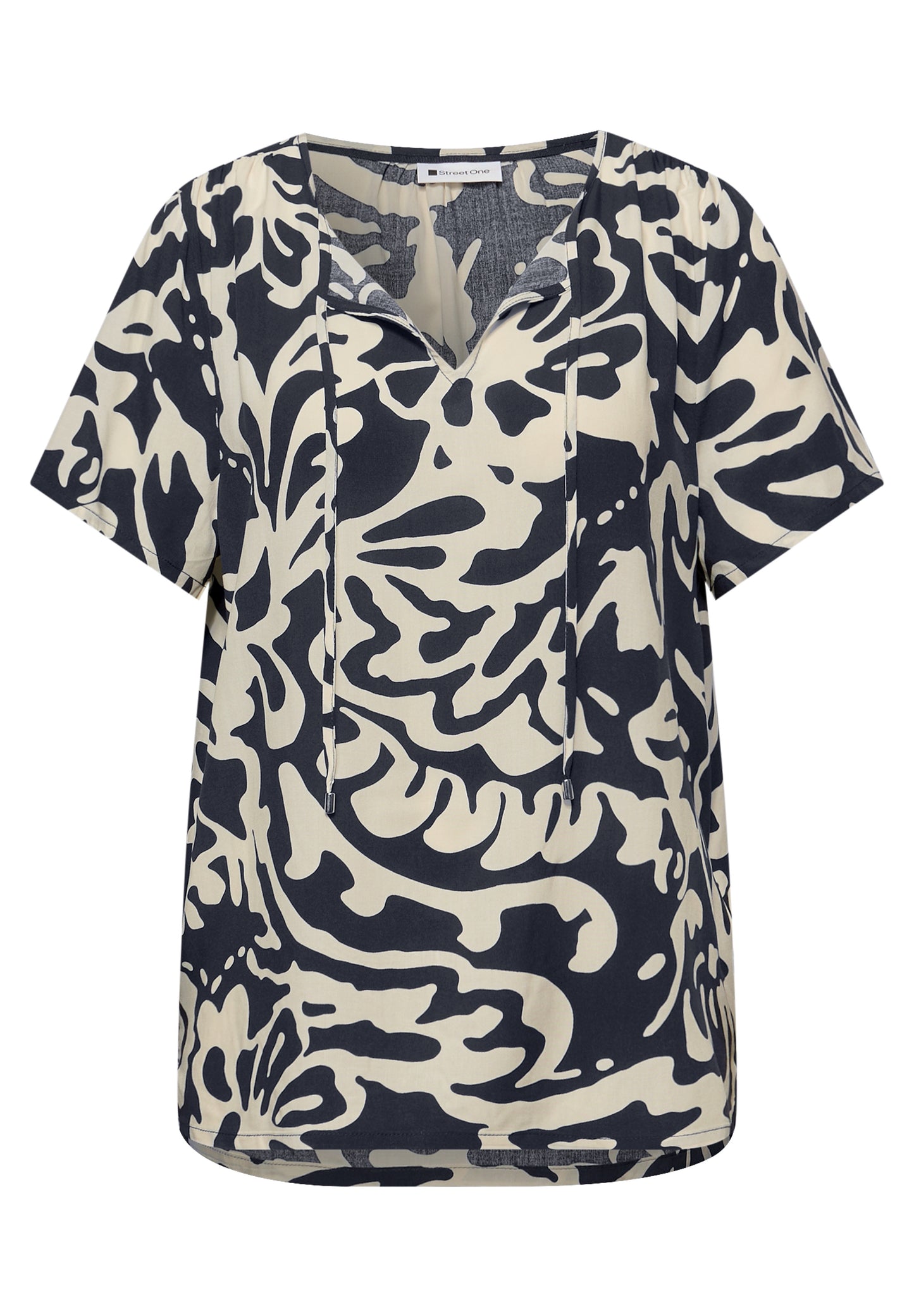 Street One - Bluse mit Split Neck und Bändern - Farbe: shadowed navy