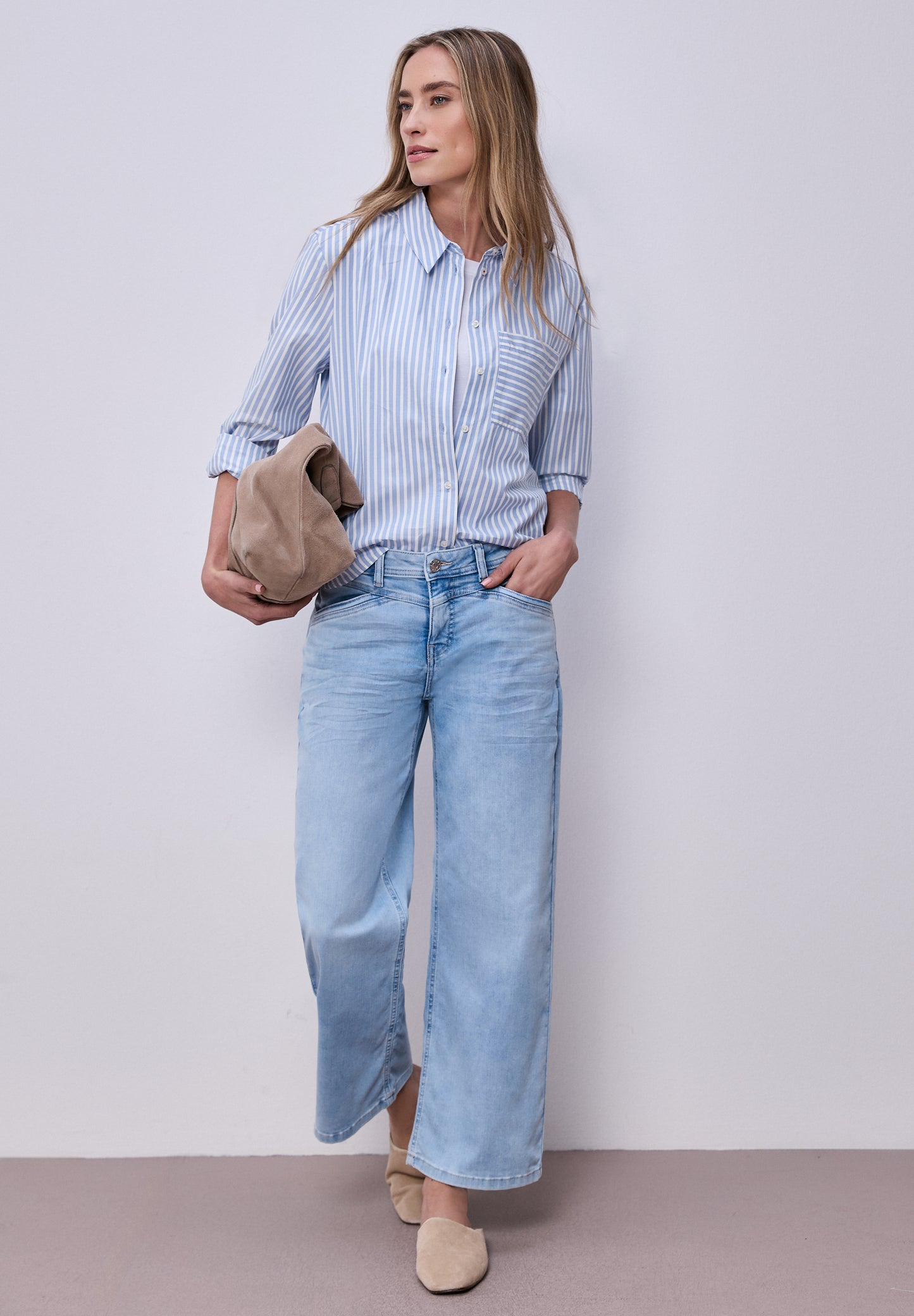 Street One - Bluse mit Hemdkragen und  Backprint - Farbe: original blue