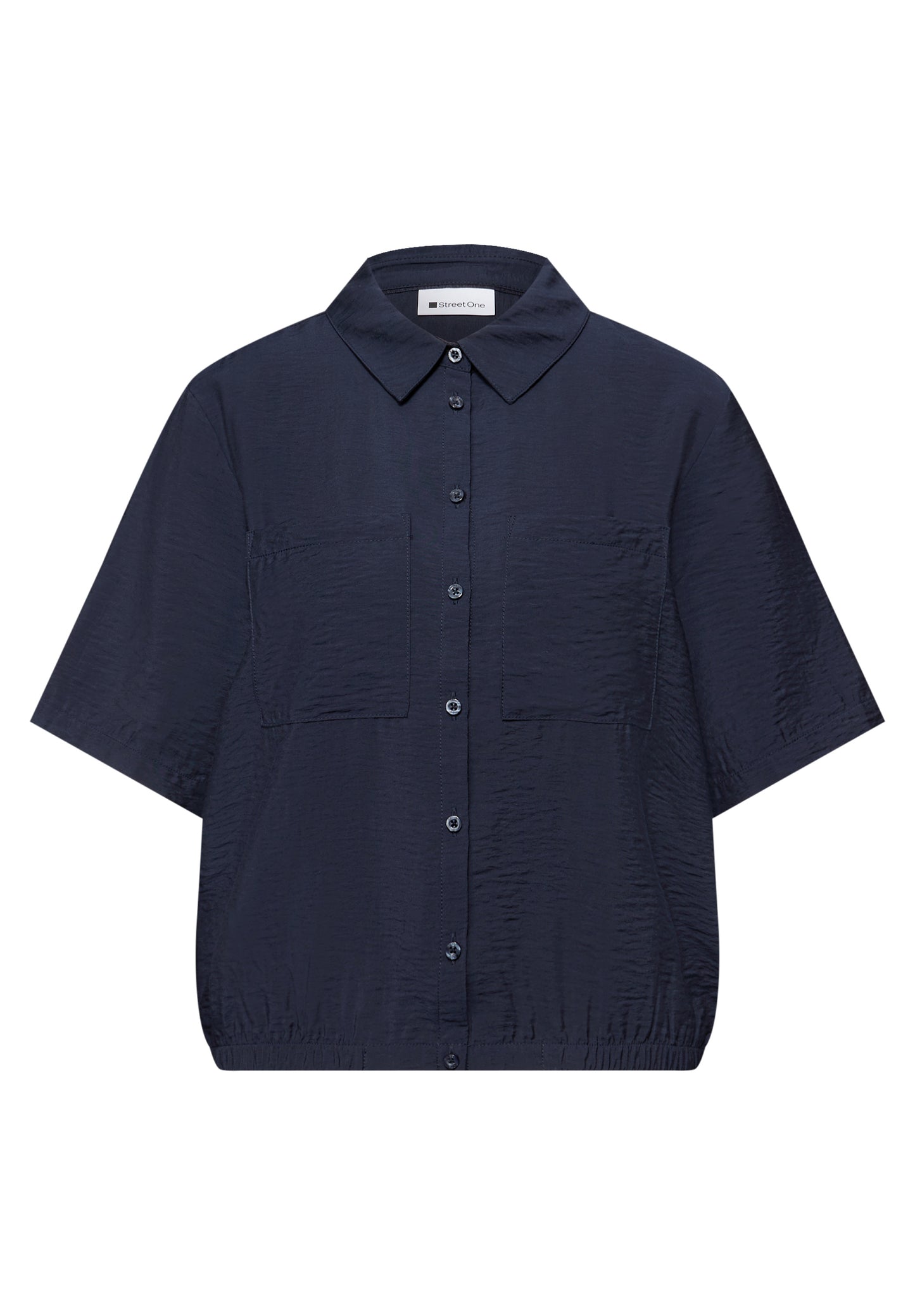 Street One - Kurzarm Bluse mit Elastiksaum - Farbe: shadowed navy