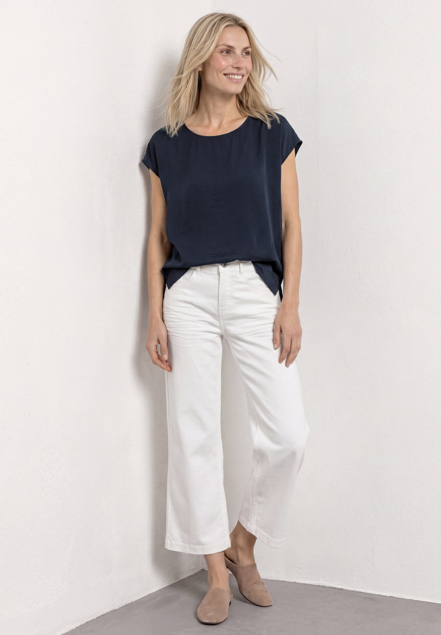 Street One - Dropped Shoulder Blusenshirt mit Rundhals - Farbe: deep blue