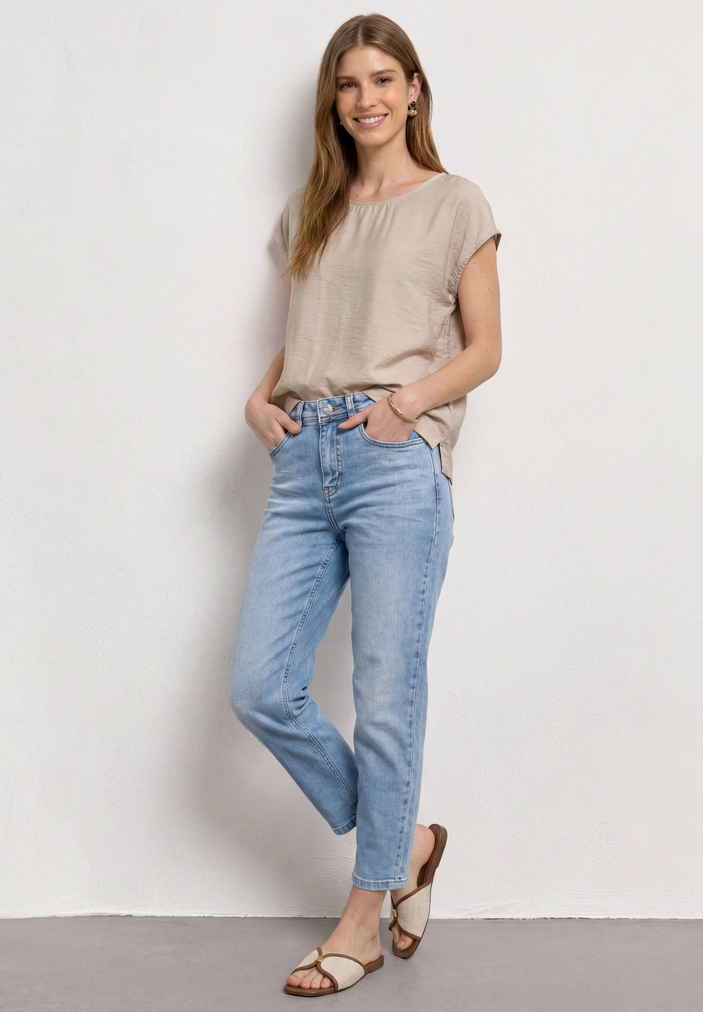 Street One - Dropped Shoulder Blusenshirt mit Rundhals - Farbe: clay sand