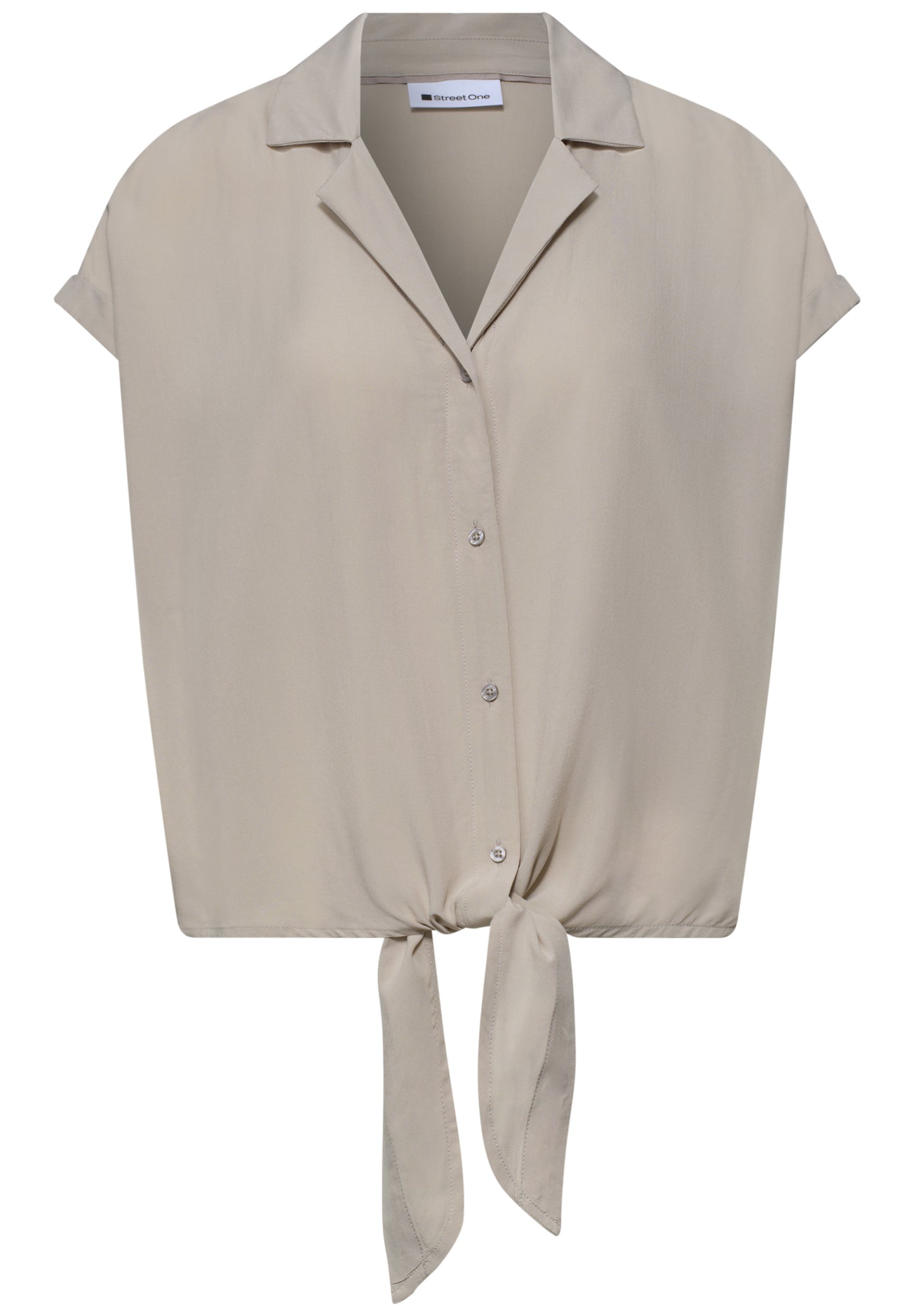 Street One - Dropped Shoulder Bluse mit Bowling-Kragen - Farbe: timeless beige