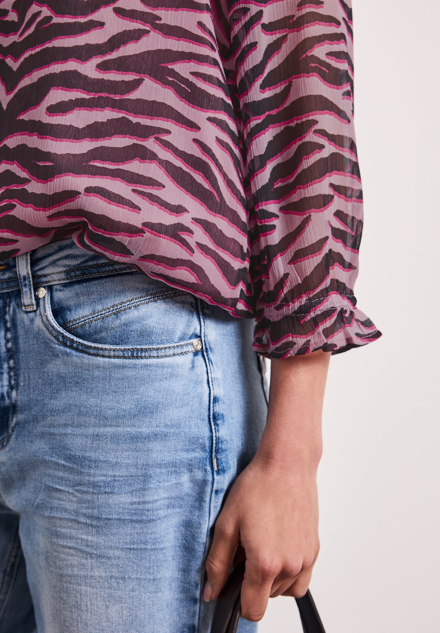 Street One - 3/4-Arm Bluse mit Rundhals aus Chiffon - Farbe: minimal rose