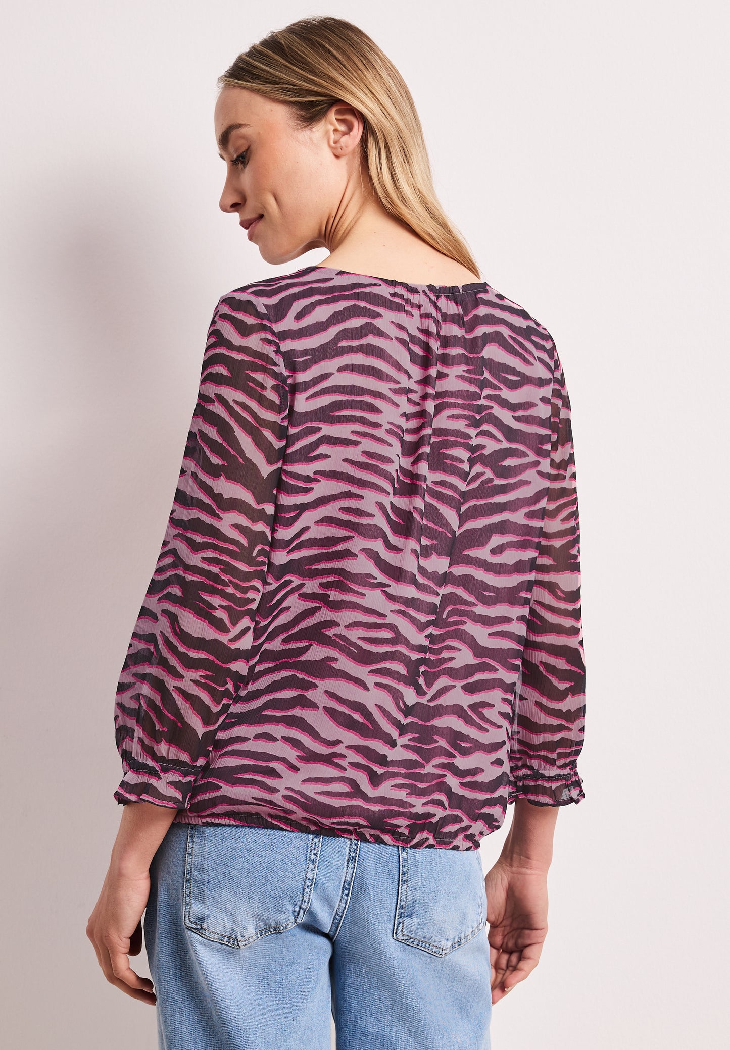 Street One - 3/4-Arm Bluse mit Rundhals aus Chiffon - Farbe: minimal rose