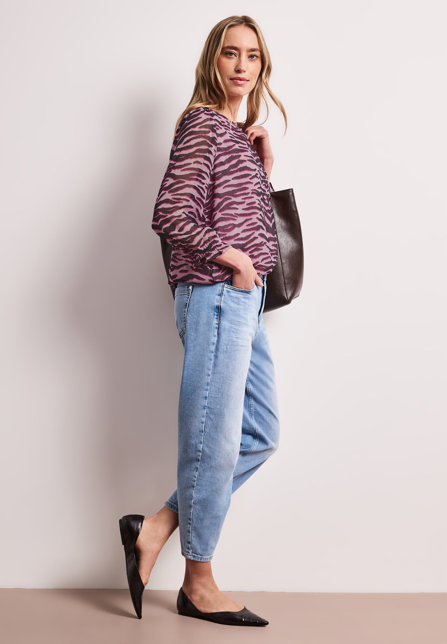 Street One - 3/4-Arm Bluse mit Rundhals aus Chiffon - Farbe: minimal rose