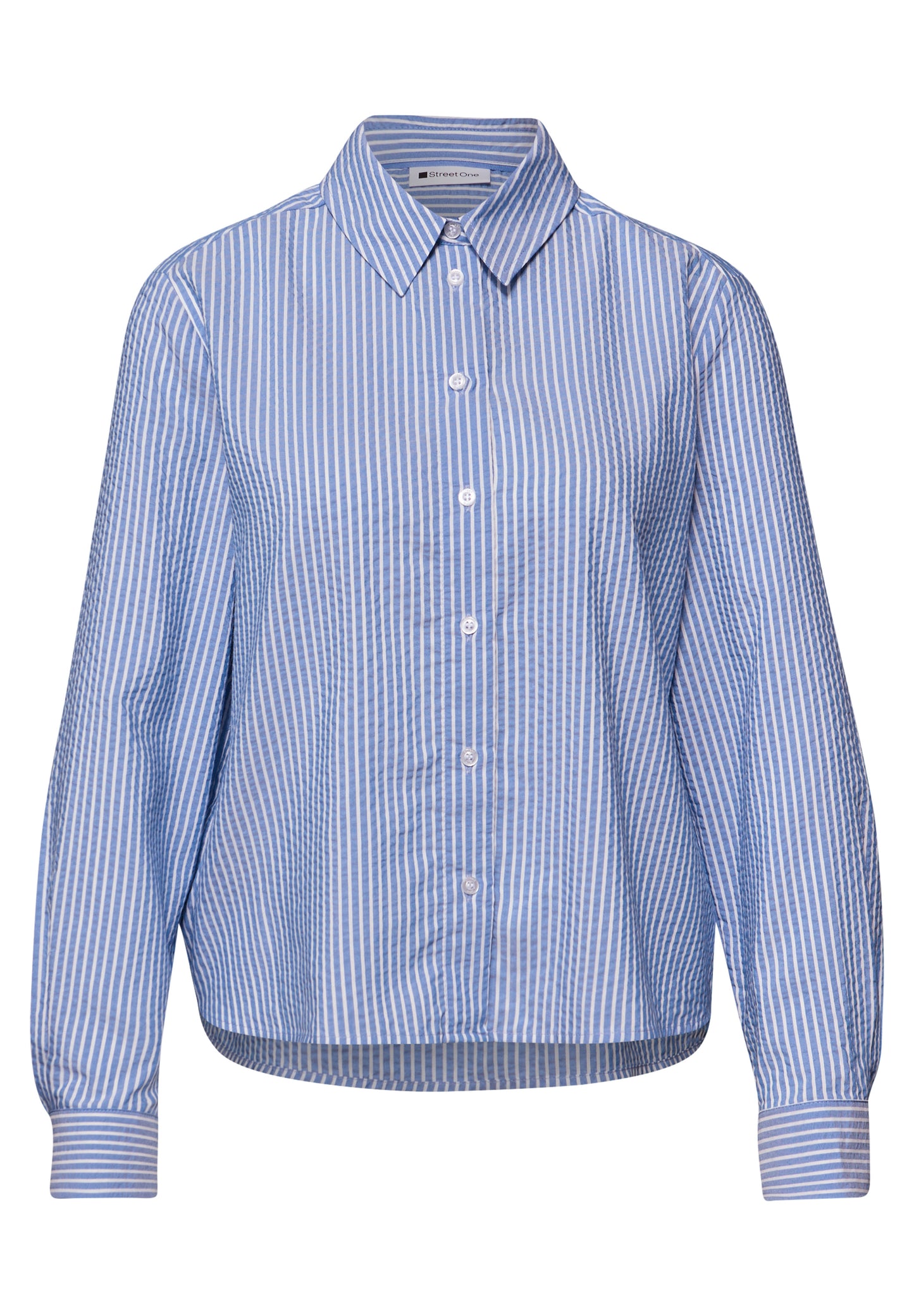 Street One - Langarm Bluse aus Seersuckerqualität - Farbe: original blue