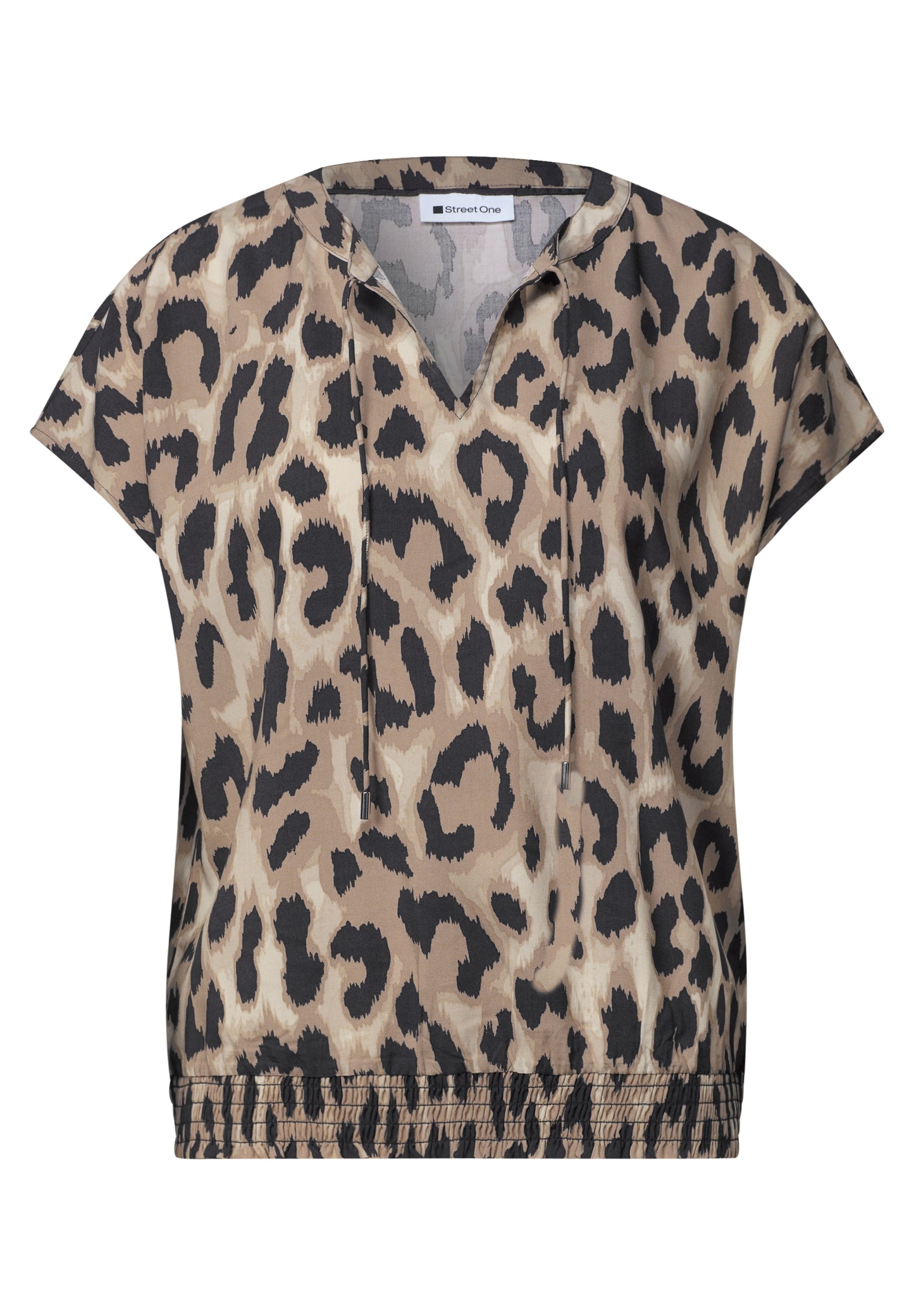 Street One - Blusenshirt mit Split Neck und Smokdetail - Farbe: timeless beige