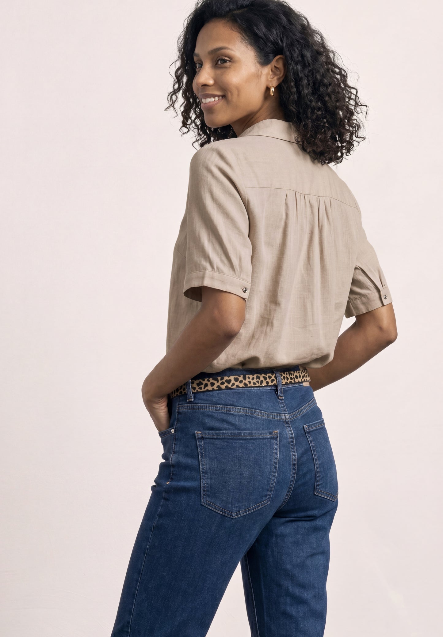 Street One - Kurzarm Hemdbluse in Unifarbe - Farbe: clay sand