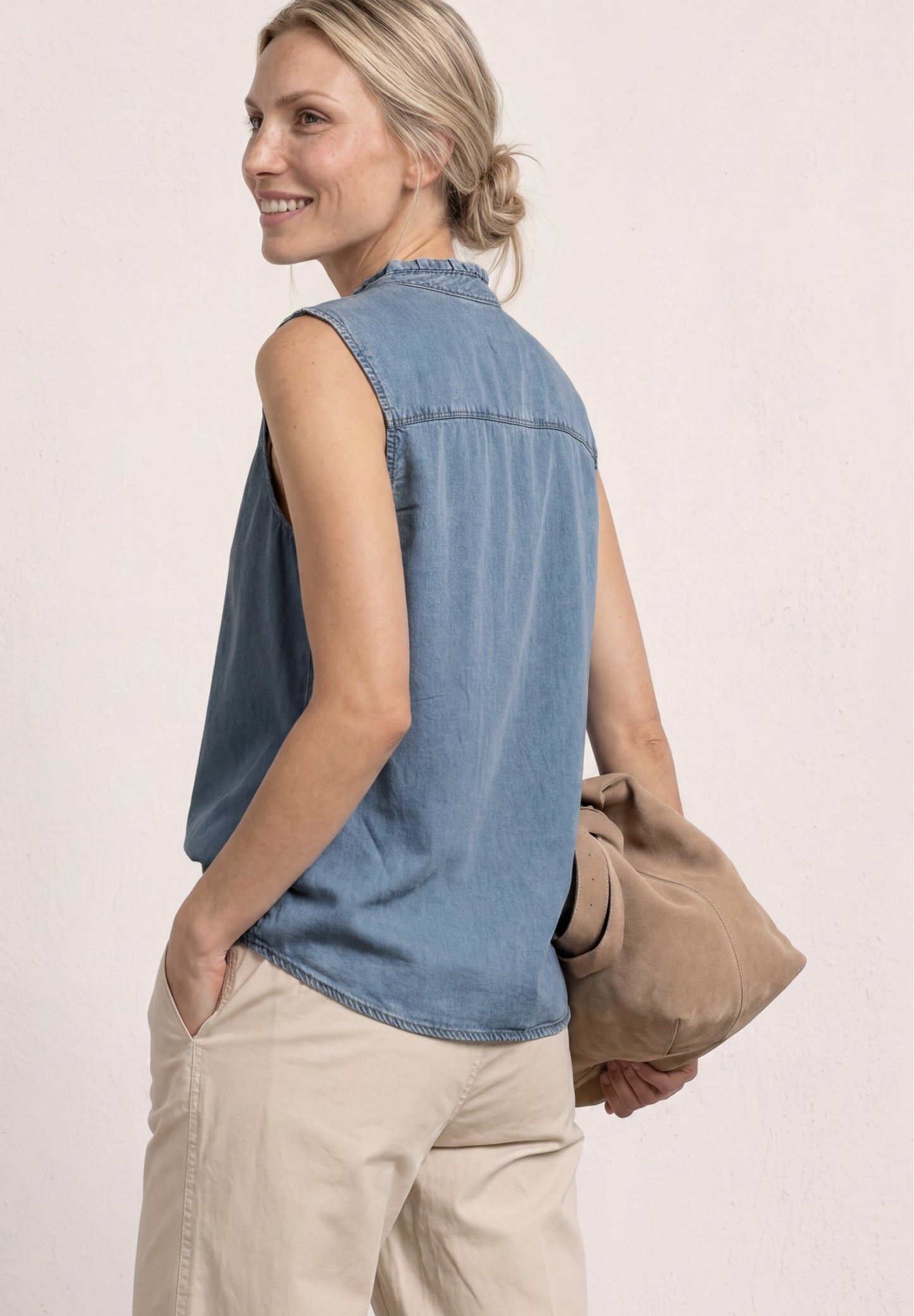 Street One - Blusentop im Denim-Look - Farbe: Light Blue Washed