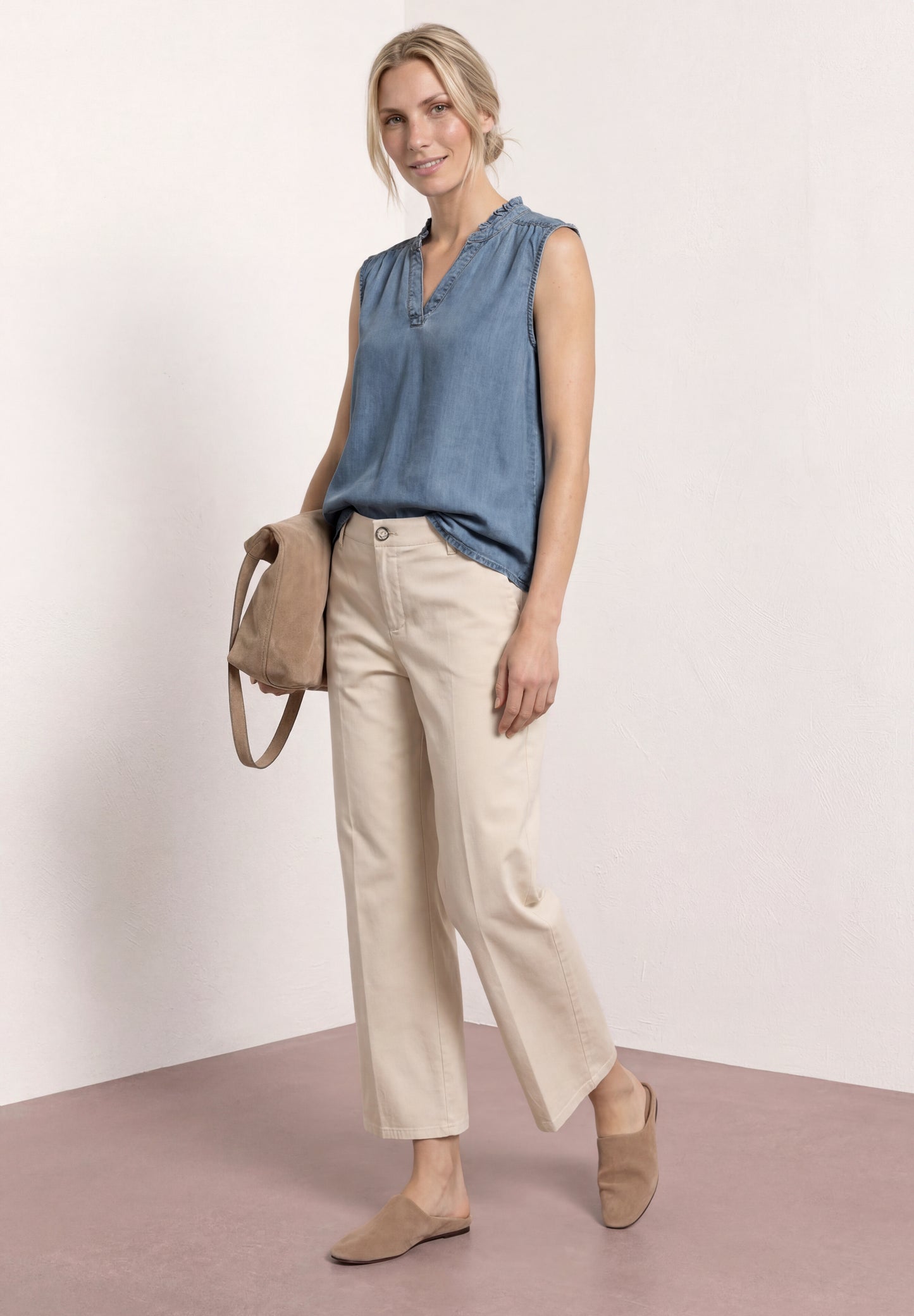 Street One - Blusentop im Denim-Look - Farbe: Light Blue Washed