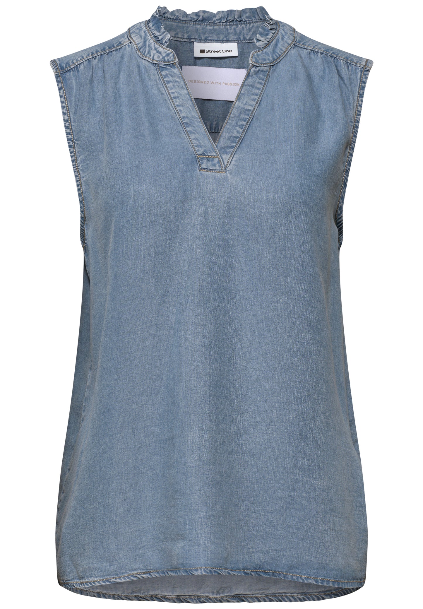 Street One - Blusentop im Denim-Look - Farbe: Light Blue Washed