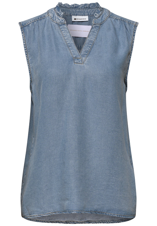 Street One - Blusentop im Denim-Look - Farbe: Light Blue Washed