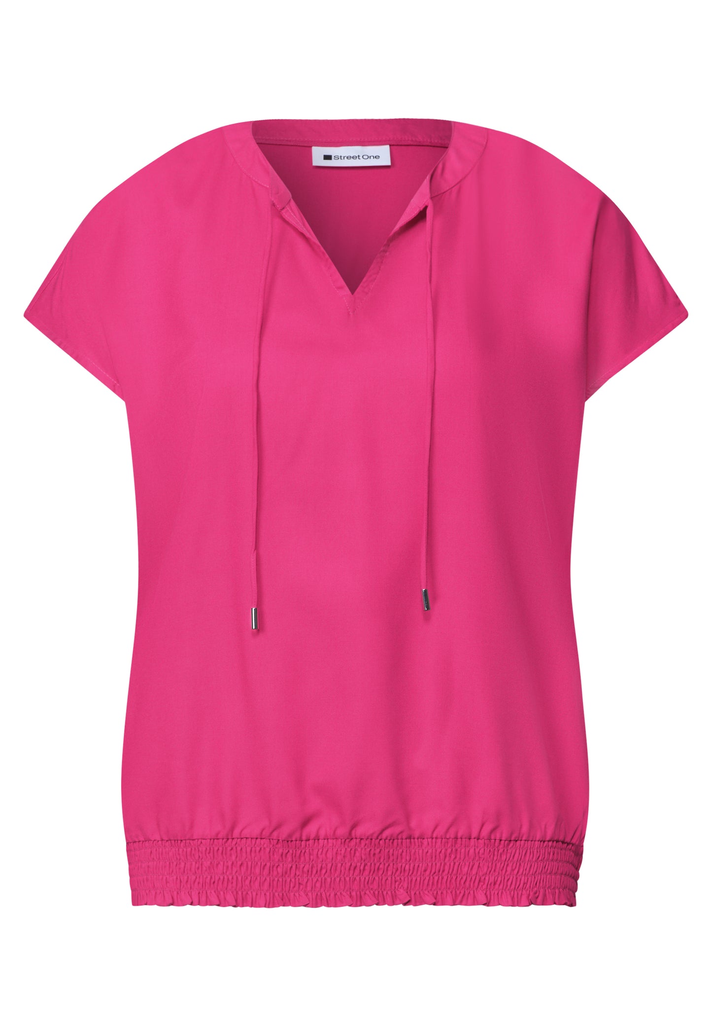 Street One - Blusenshirt mit Split Neck und Smokdetail - Farbe: magenta dream