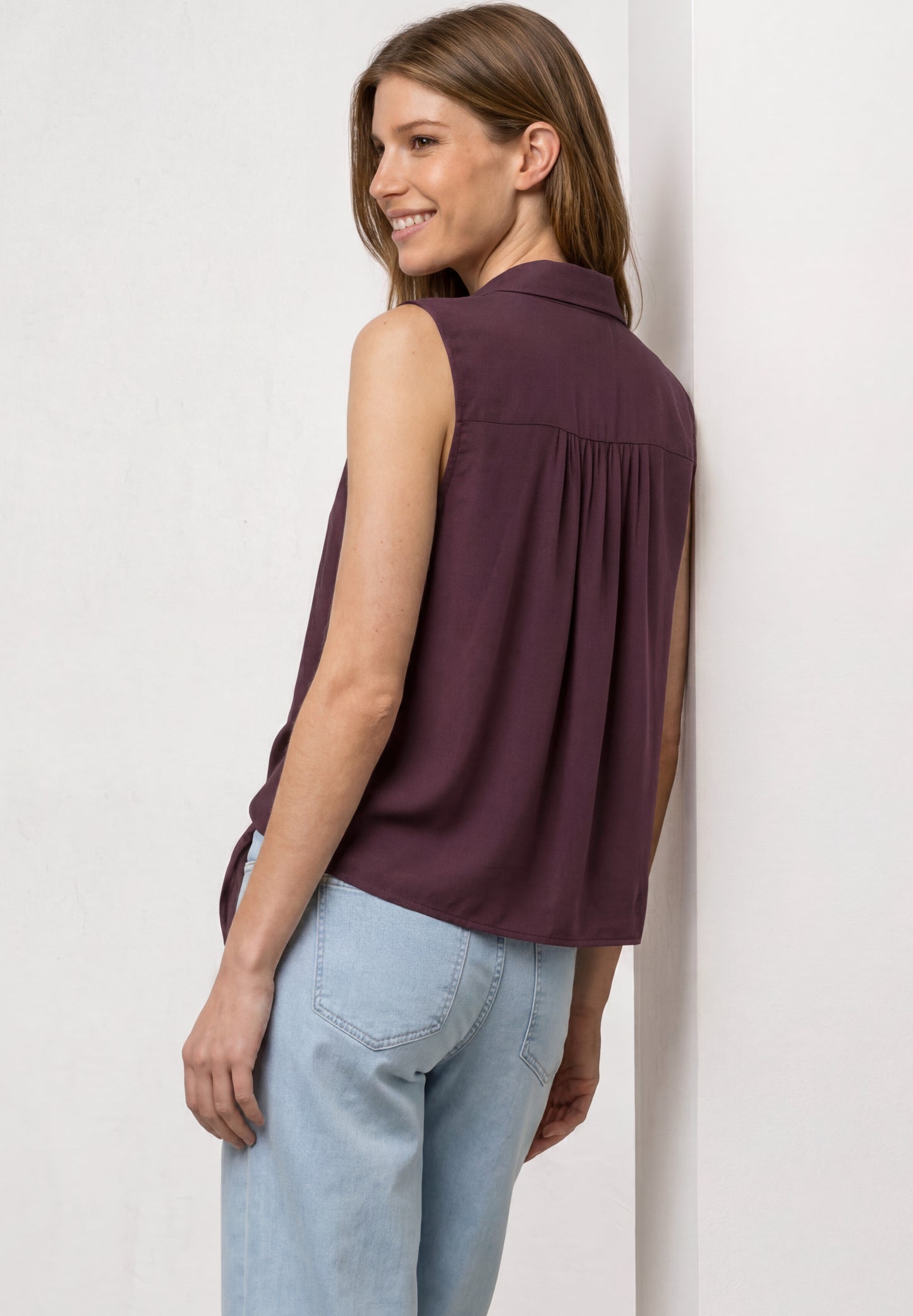 Street One - Blusentop mit Bowling-Kragen und Knoten - Farbe: rustic rouge