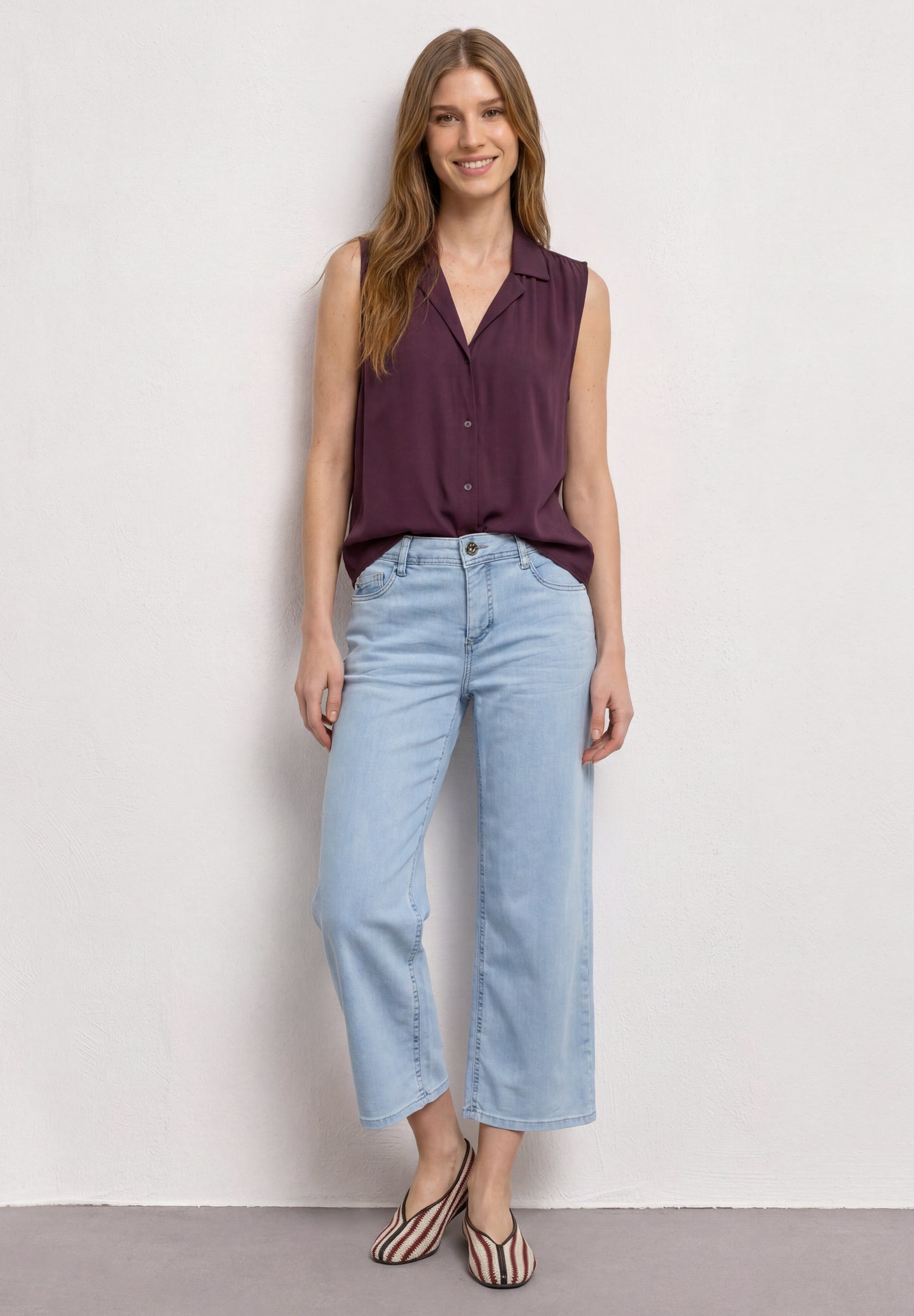 Street One - Blusentop mit Bowling-Kragen und Knoten - Farbe: rustic rouge