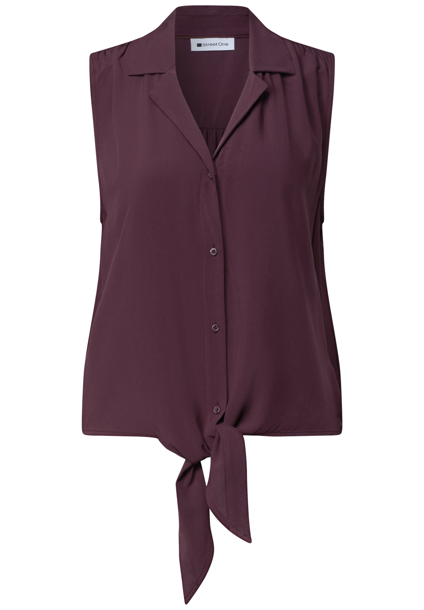 Street One - Blusentop mit Bowling-Kragen und Knoten - Farbe: rustic rouge