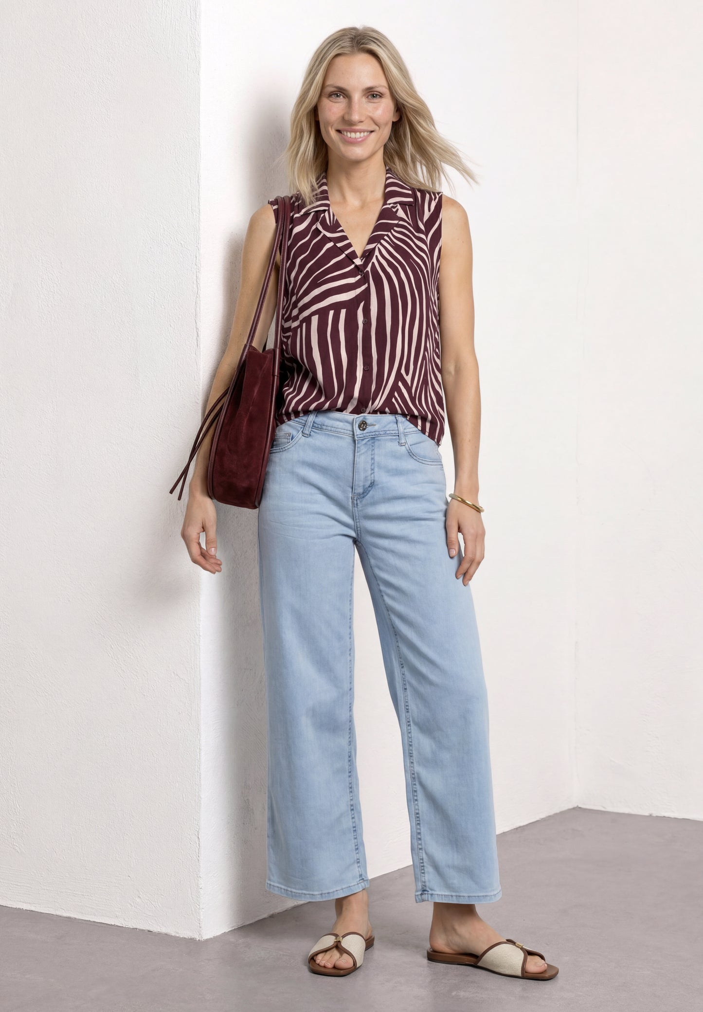 Street One - Blusentop mit Bowling-Kragen und Knoten - Farbe: rustic rouge